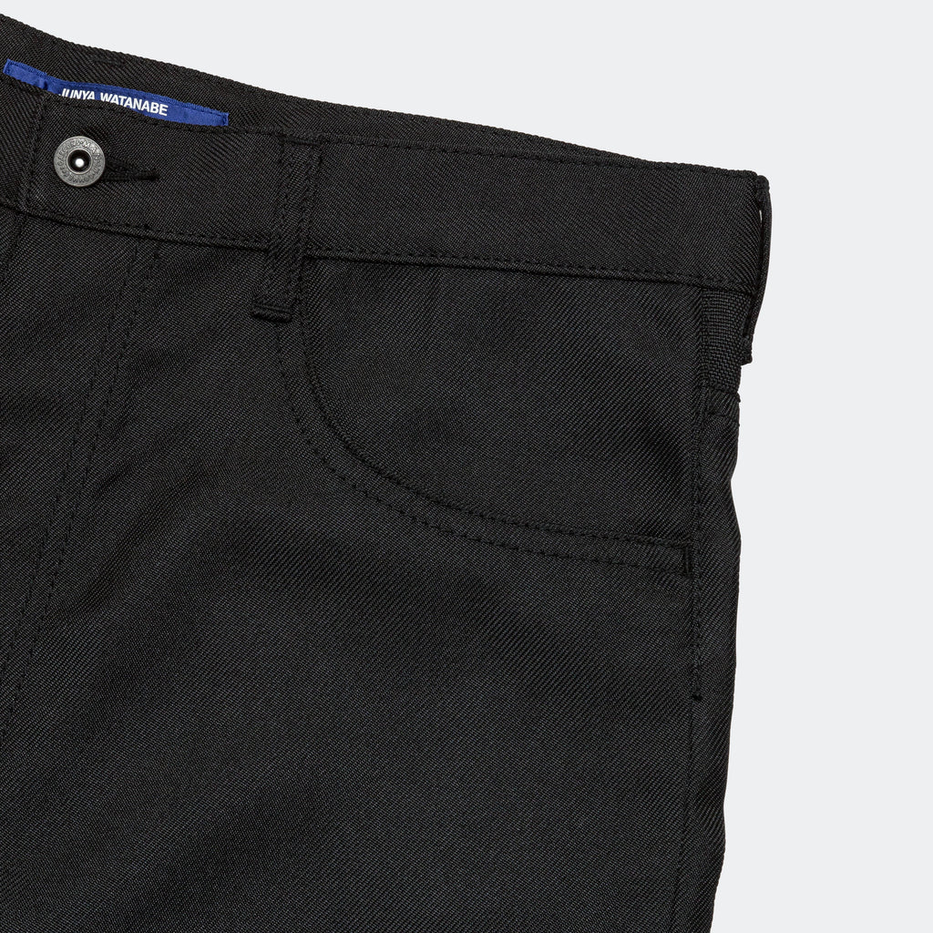 Polyester Heavy Twill × Synthetic Leather Pants - Black