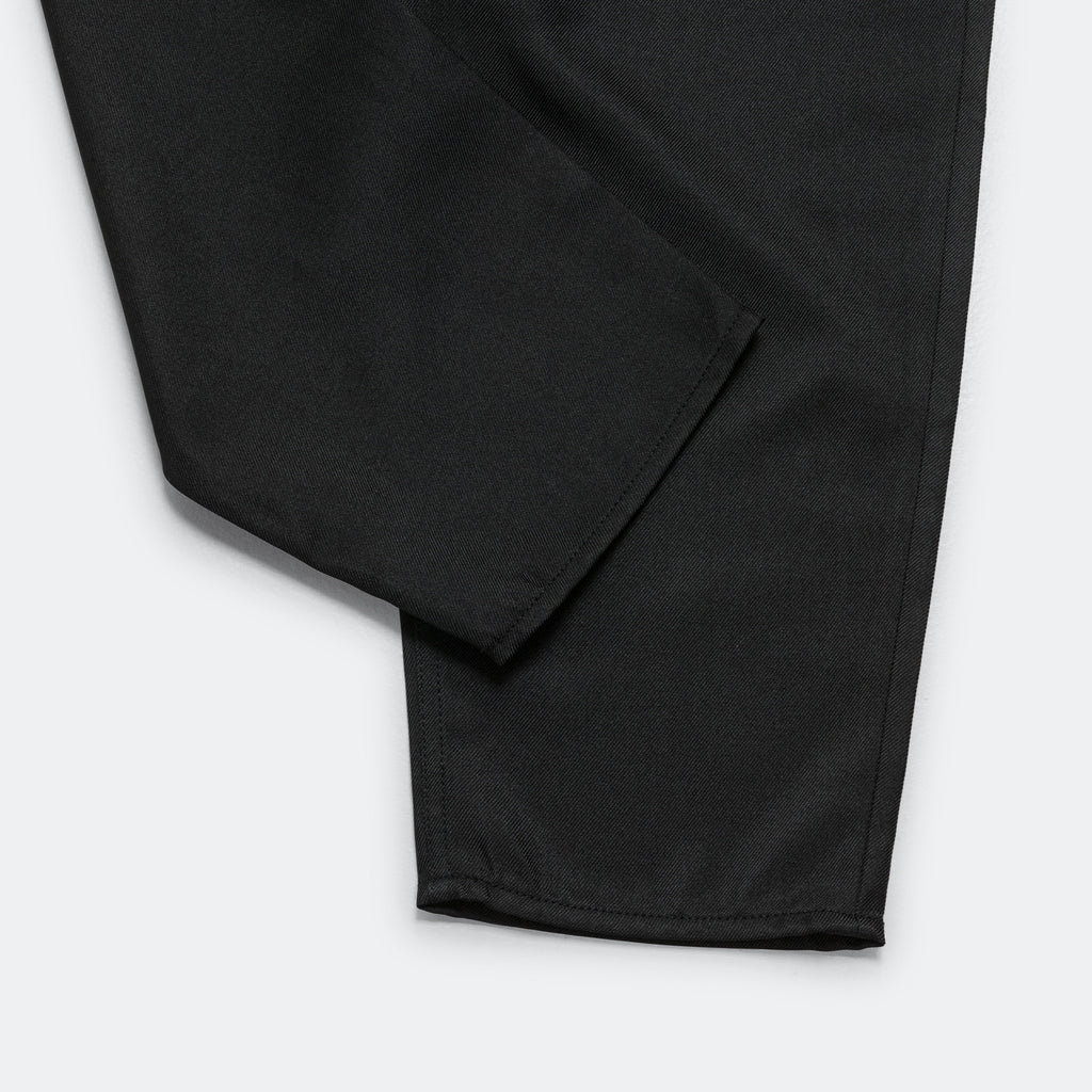 Polyester Heavy Twill × Synthetic Leather Pants - Black