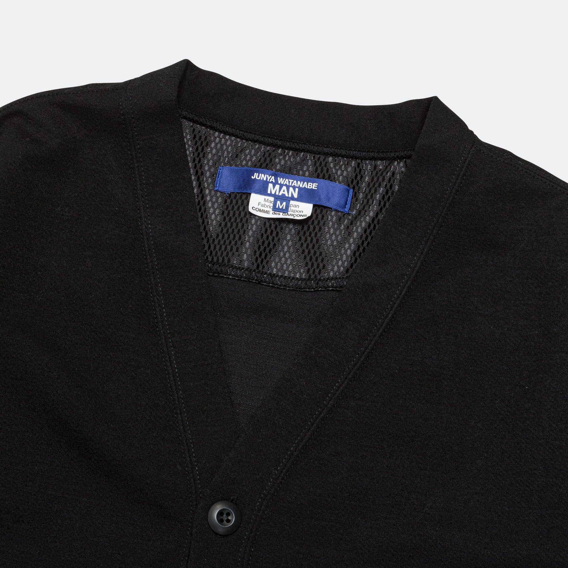Polyester Wool Smooth × Nylon Rip-Stop Quilted Cardigan - Black