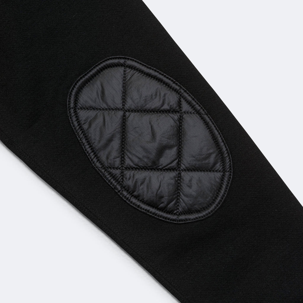 Polyester Wool Smooth × Nylon Rip-Stop Quilted Cardigan - Black
