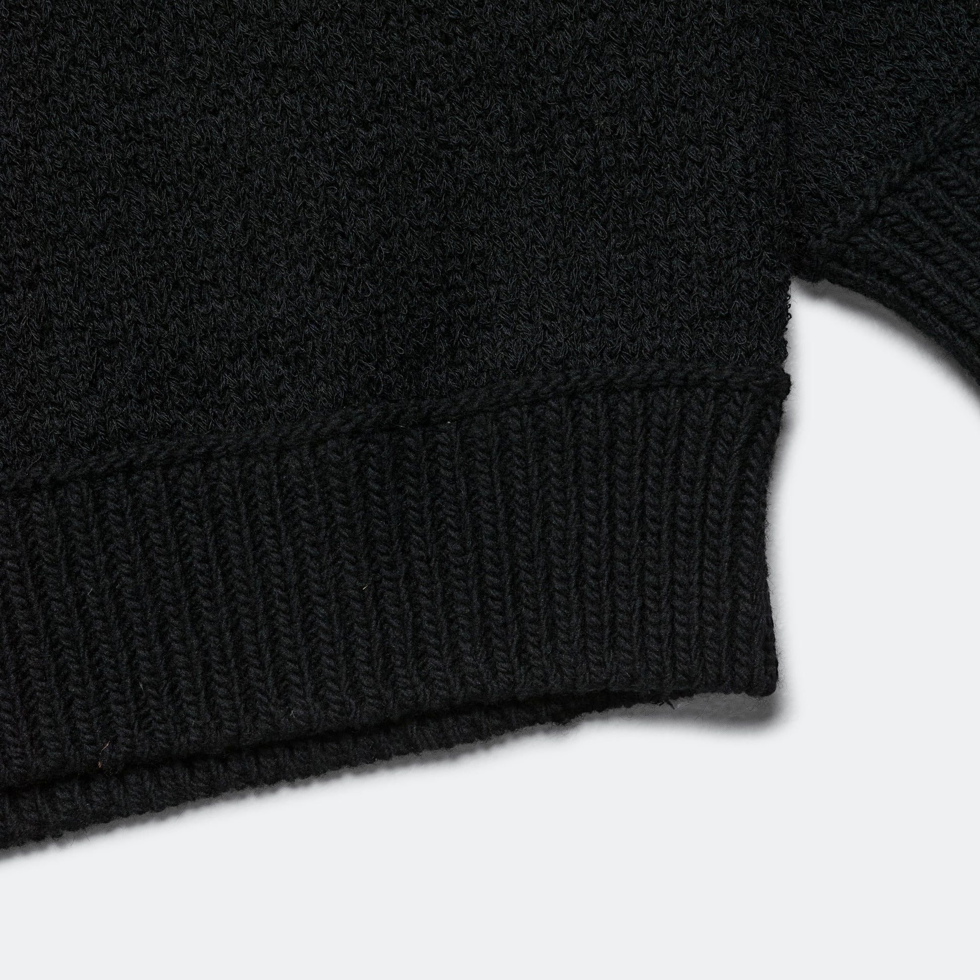 Wool Mix Jersey Stripe Crewneck - Black