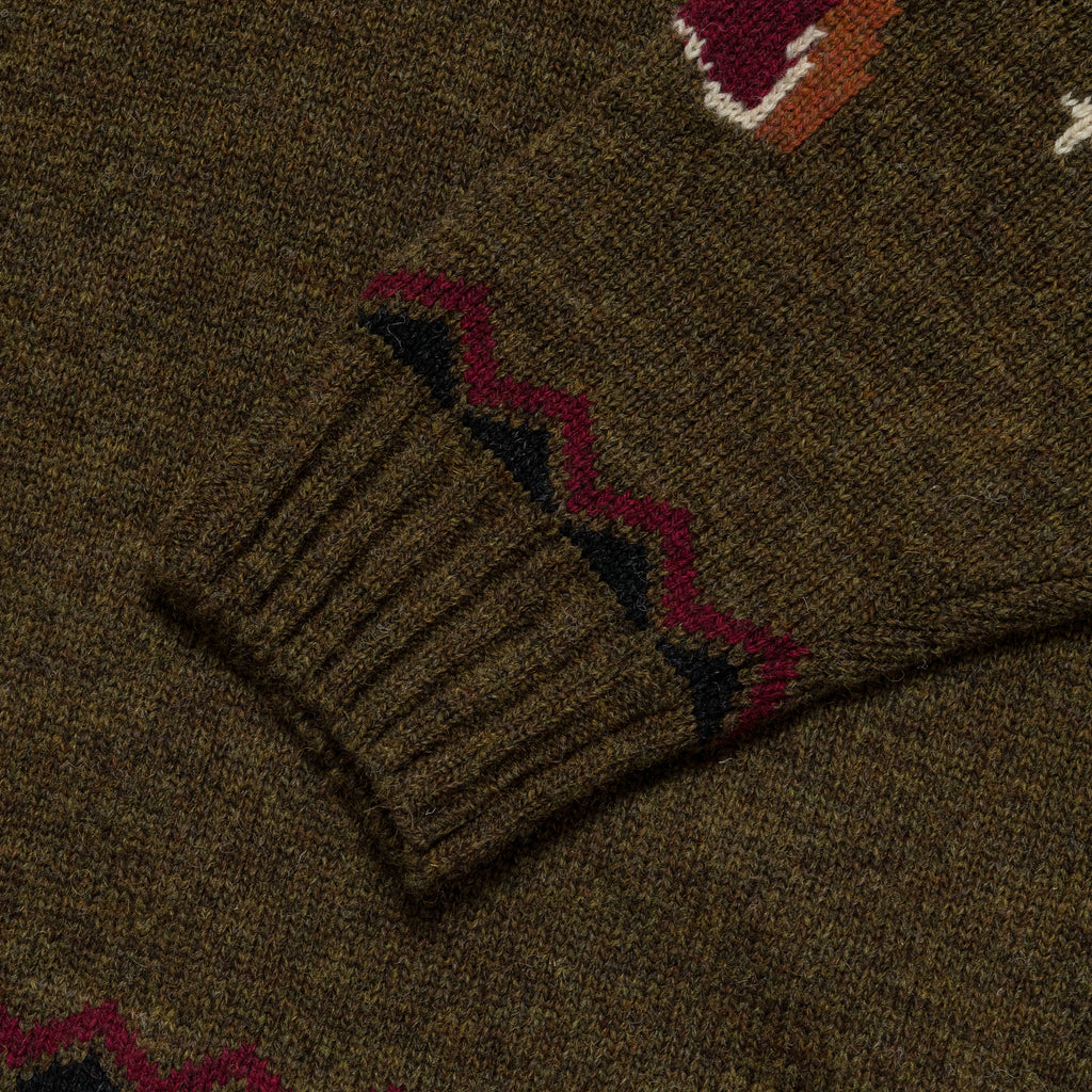 5G Wool Elbow VIRGIN MARY Nordic Sweater - Khaki