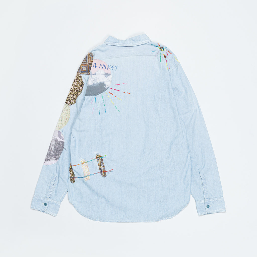 Chambray WORK Shirt (HIPPIE PATCH REMAKE) - Sax