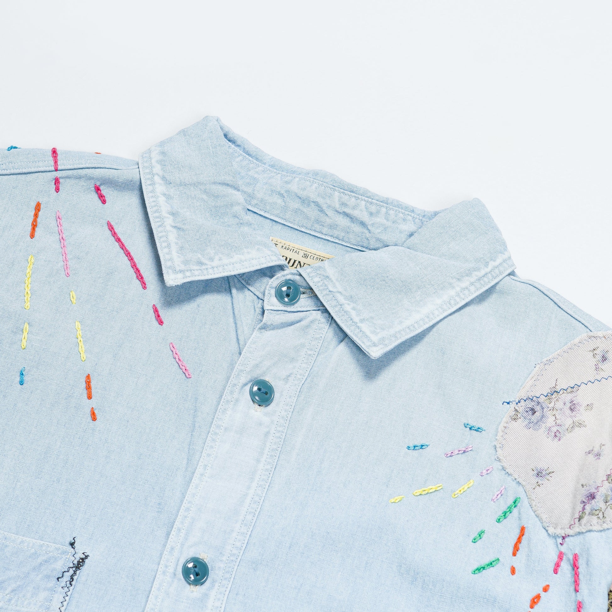 Chambray WORK Shirt (HIPPIE PATCH REMAKE) - Sax