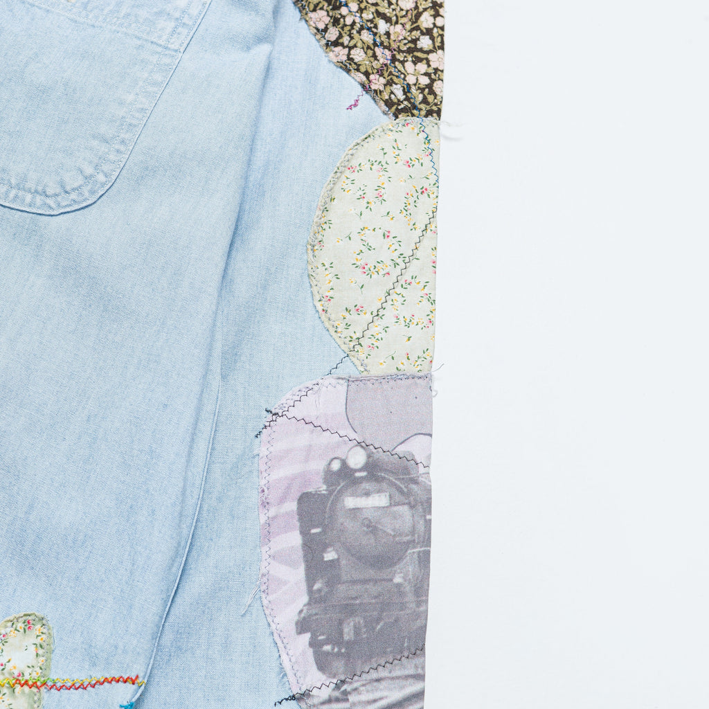Chambray WORK Shirt (HIPPIE PATCH REMAKE) - Sax