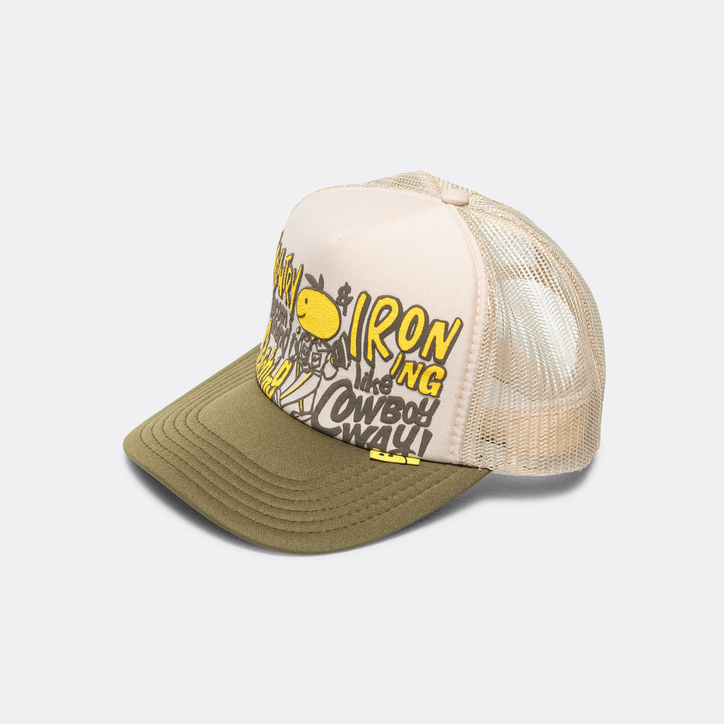 CONEYCOWBOWY Trucker CAP - Ecru x Dark Green