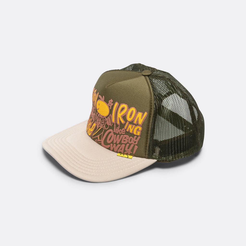 CONEYCOWBOWY Trucker CAP - Dark Green x Ecru