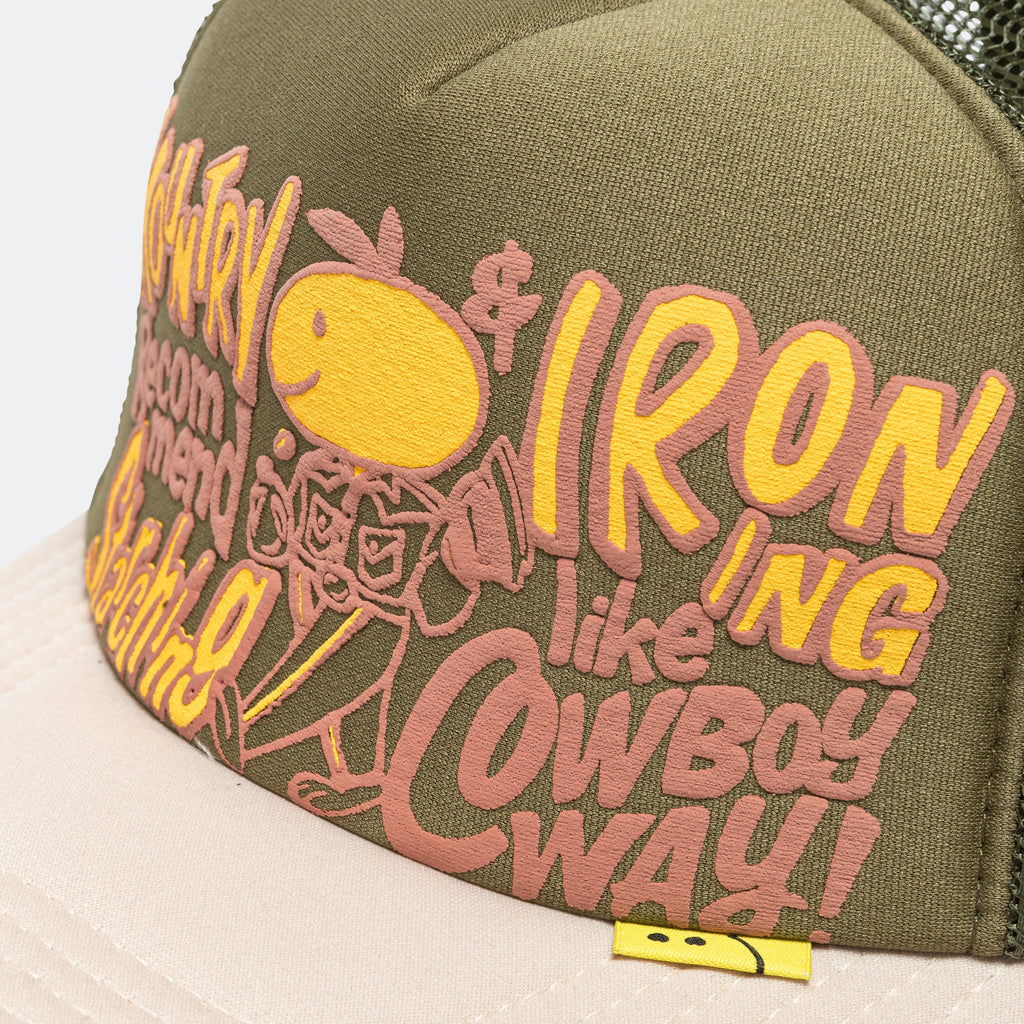 CONEYCOWBOWY Trucker CAP - Dark Green x Ecru