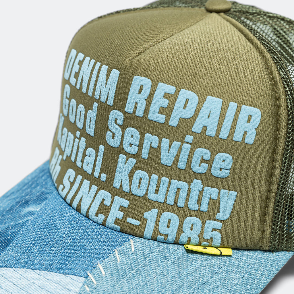 DENIM REPAIR SERVICE Denim Re-Construct Trucker Cap - Dark Green