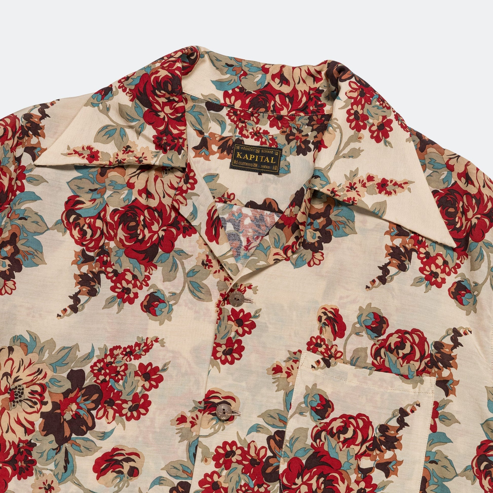 Silk Rayon CHAMPETRE MARIA WRANGLE Collar Aloha Shirt - Ecru