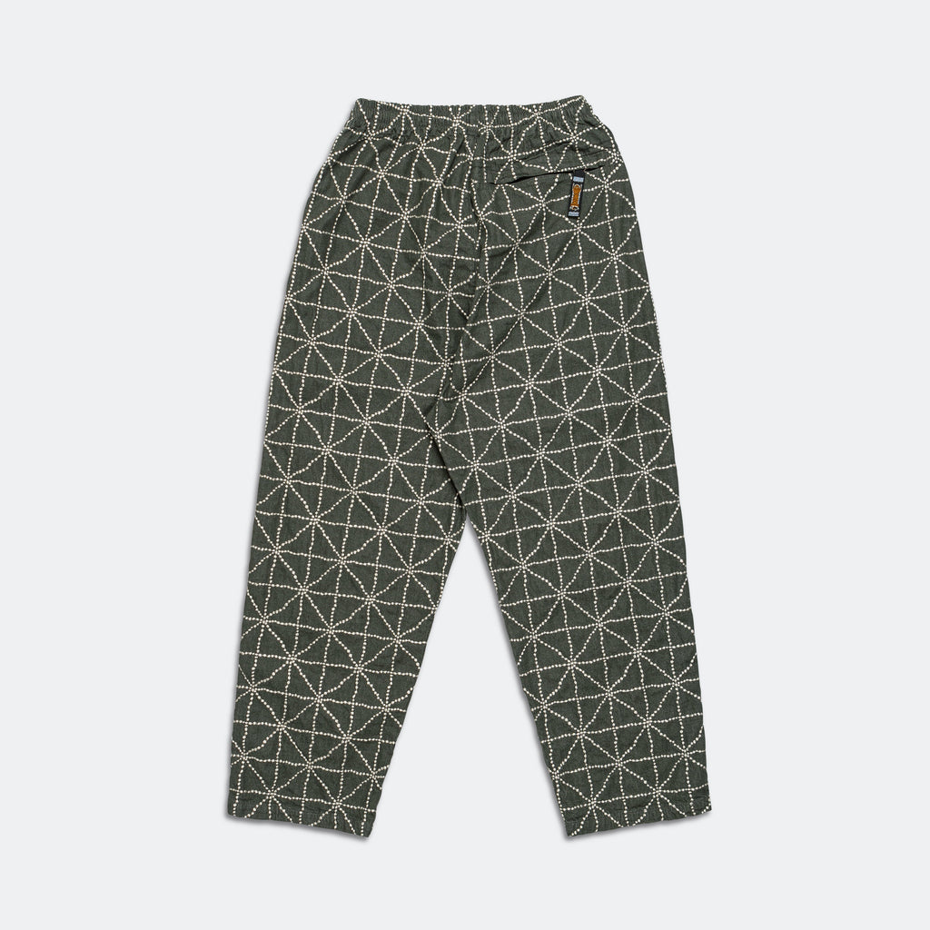 8oz Color Denim FOLK-DOJO Embroidery EASY Pants - Green