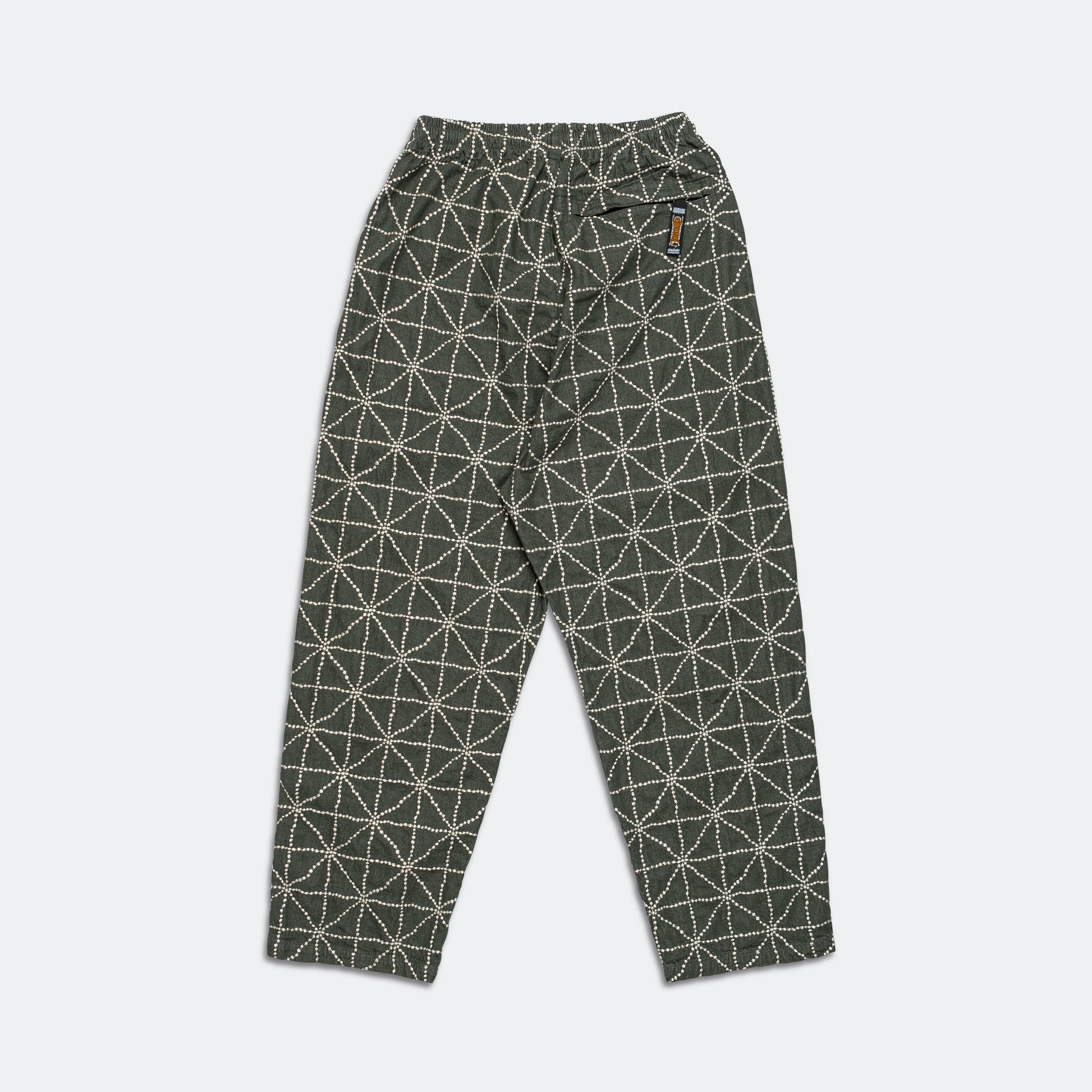 8oz Color Denim FOLK-DOJO Embroidery EASY Pants - Green