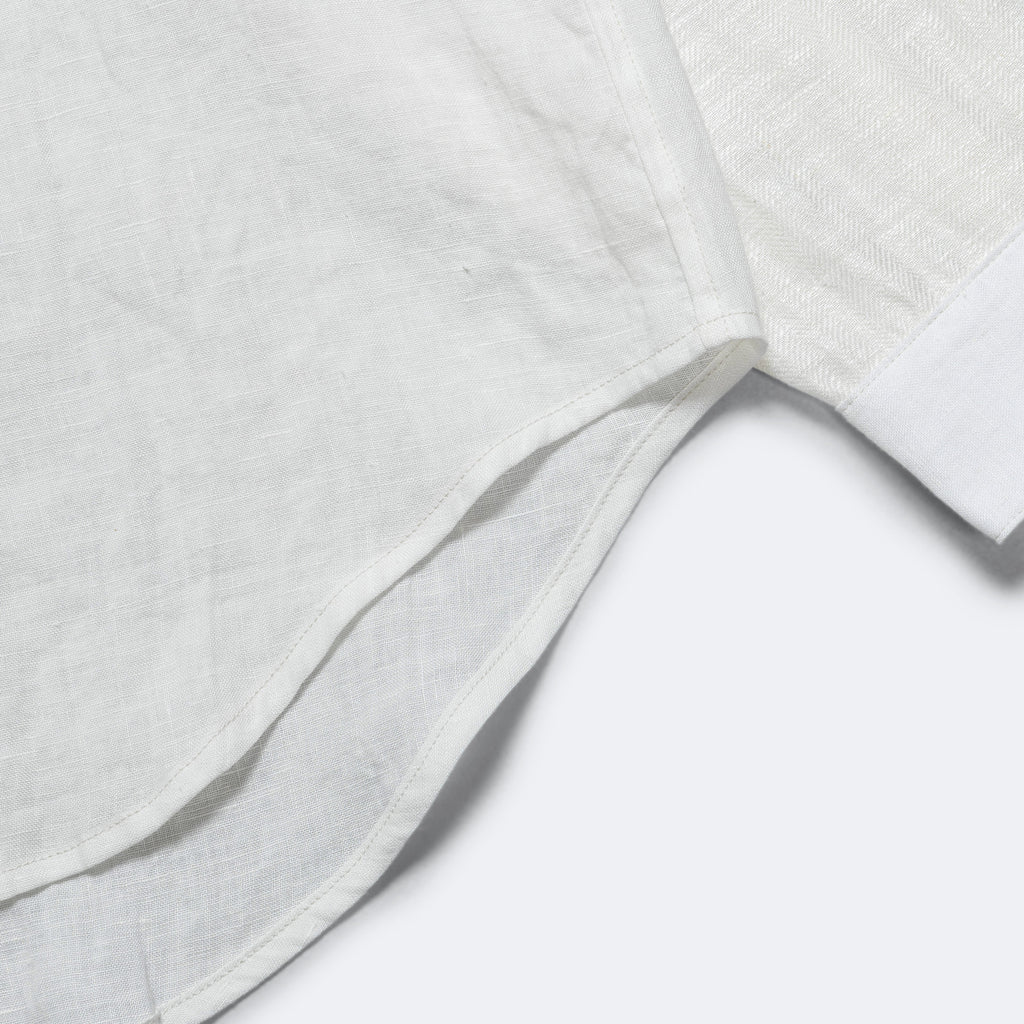 Linen Drawn Work Hippie Sleeve Shirt - White