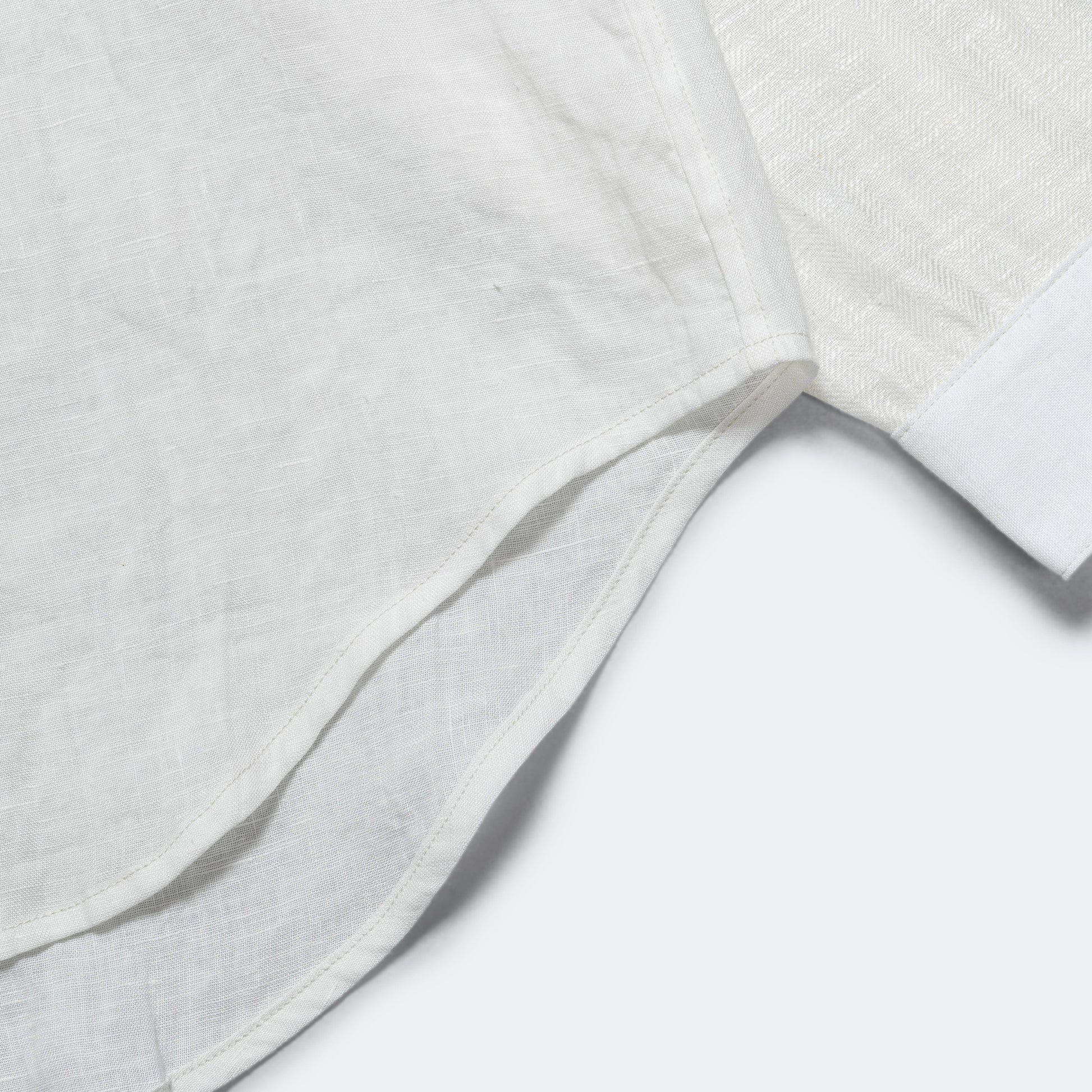 Linen Drawn Work Hippie Sleeve Shirt - White