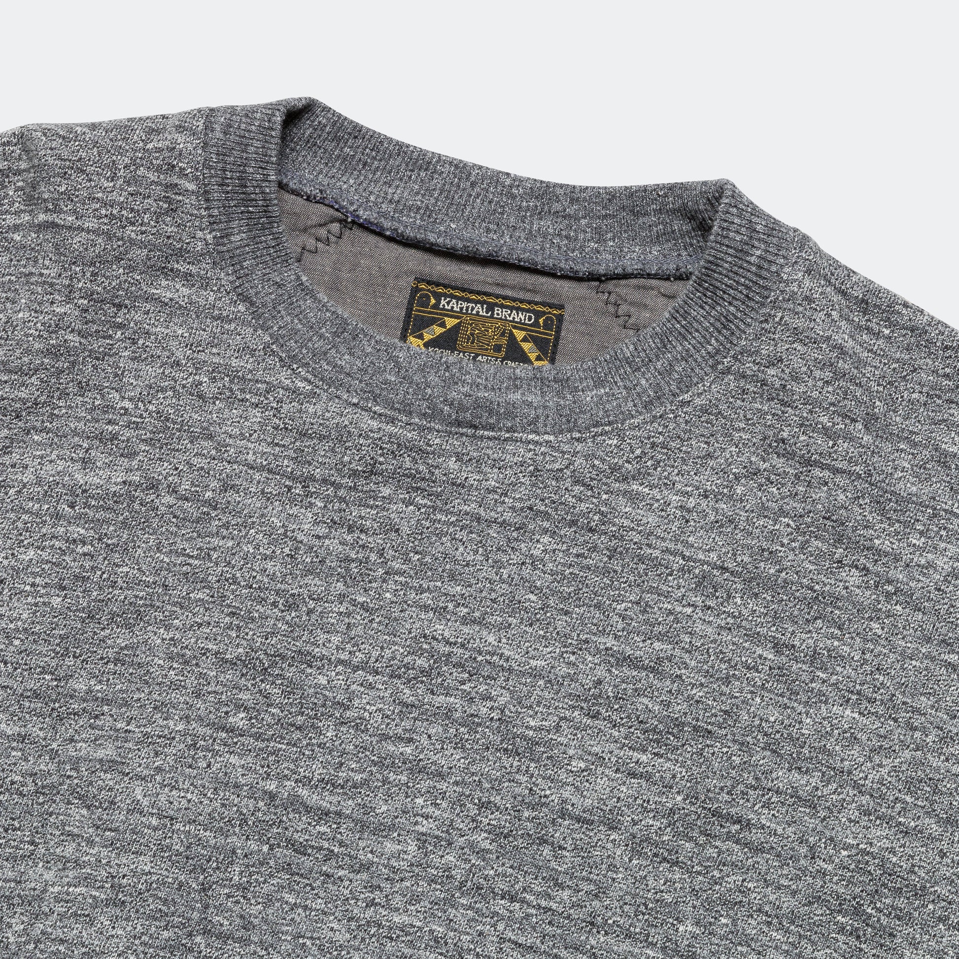 TOP SWT Knit x YABANE Quilt 2TONES BIG SWT - Charcoal/Black