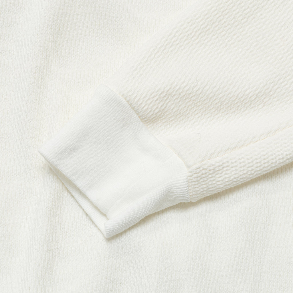 Waffle Jersey High-Neck Long Sleeve T (PEACE Embroidery) - White