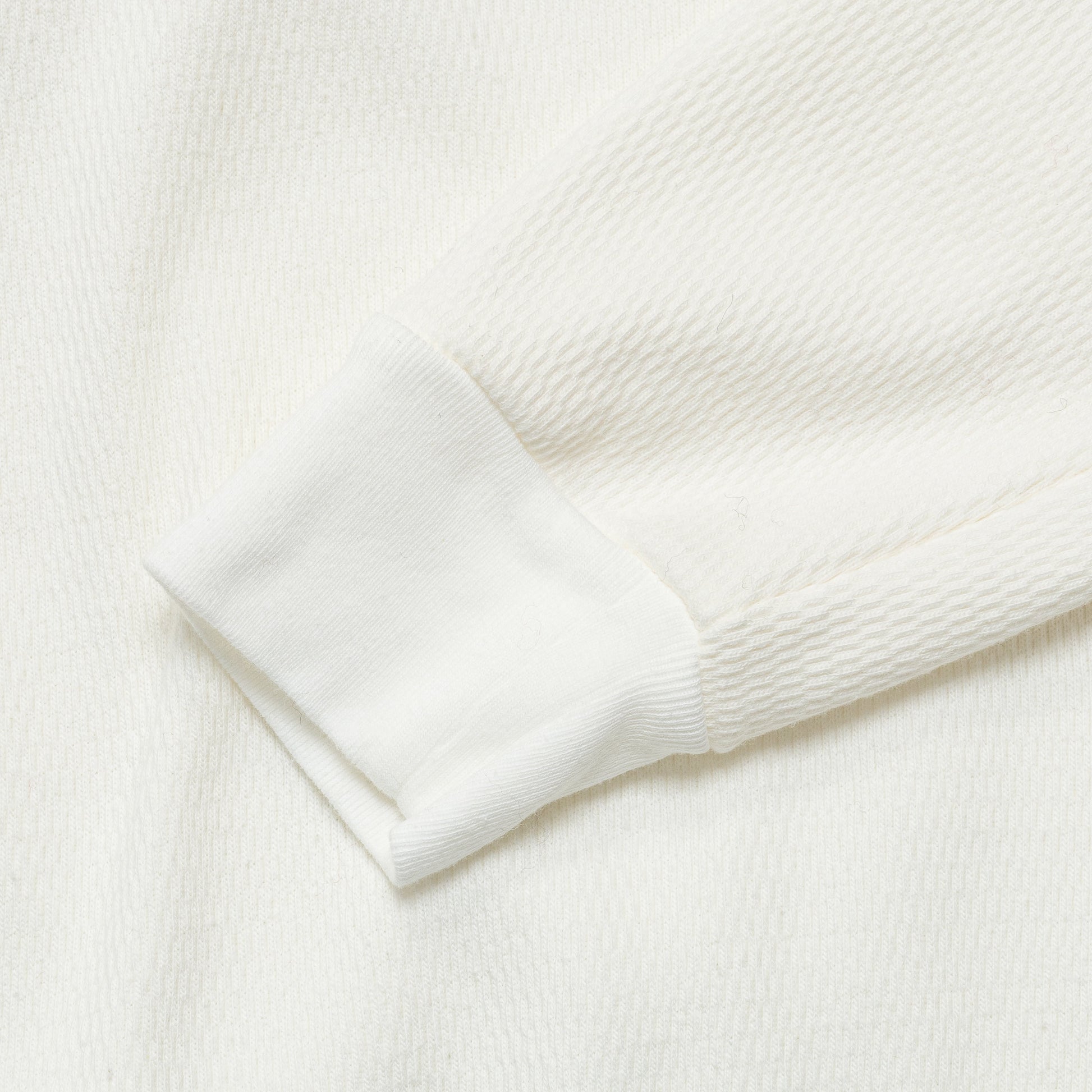 Waffle Jersey High-Neck Long Sleeve T (PEACE Embroidery) - White