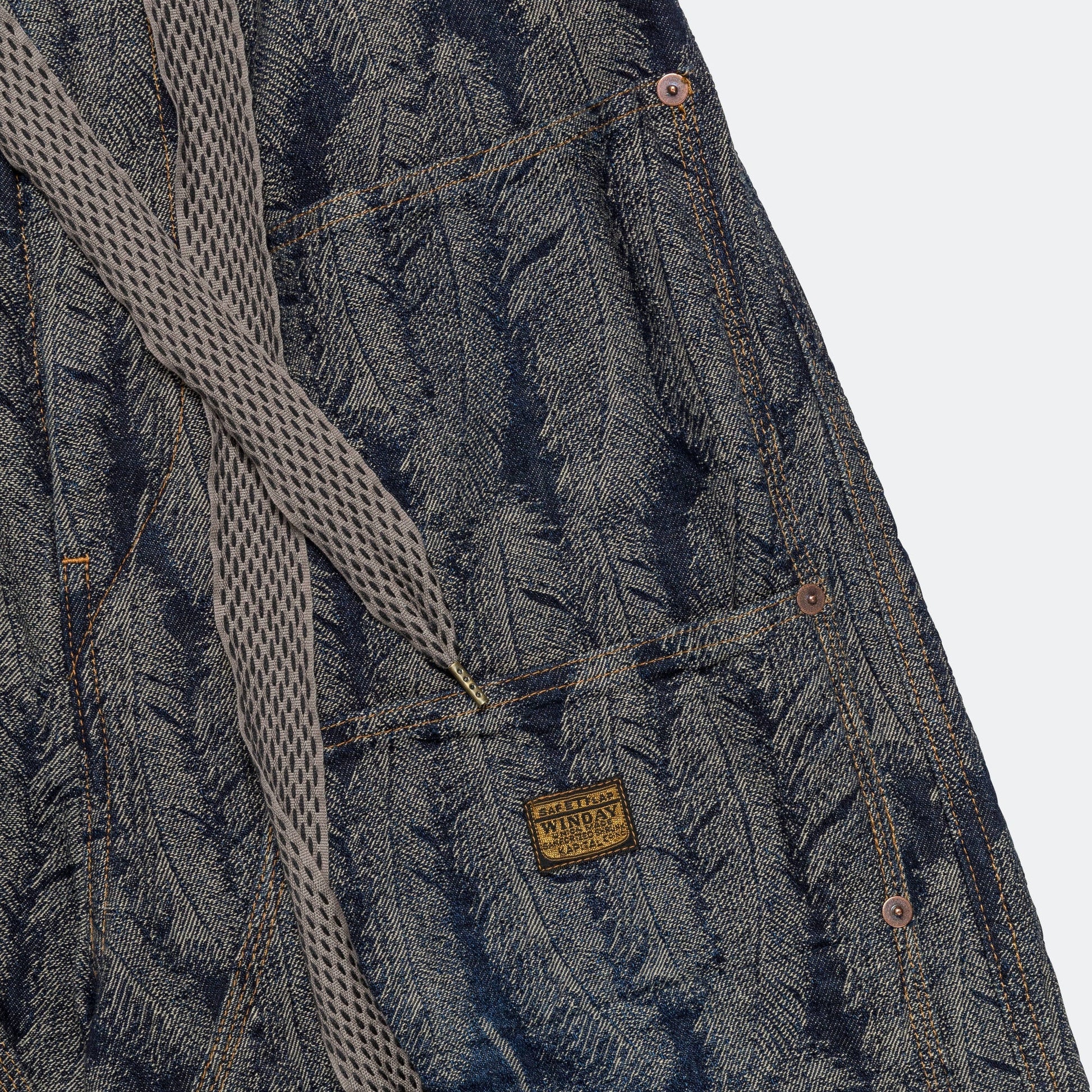 12oz MAGPIE Denim W-Knee EASY Baggy Pants - Dark