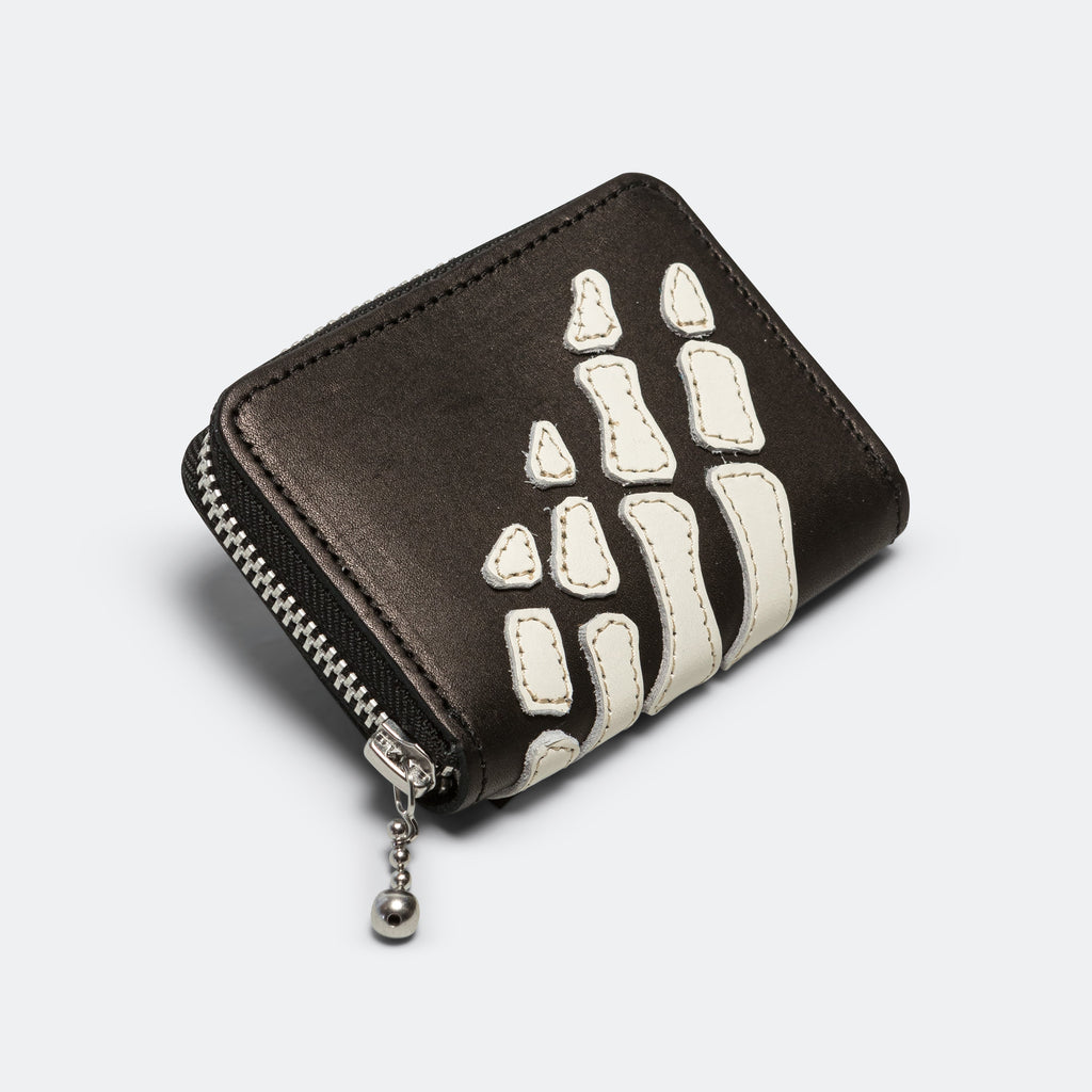 THUMBS-UP BONE HAND ZIP Mini Wallet - Black