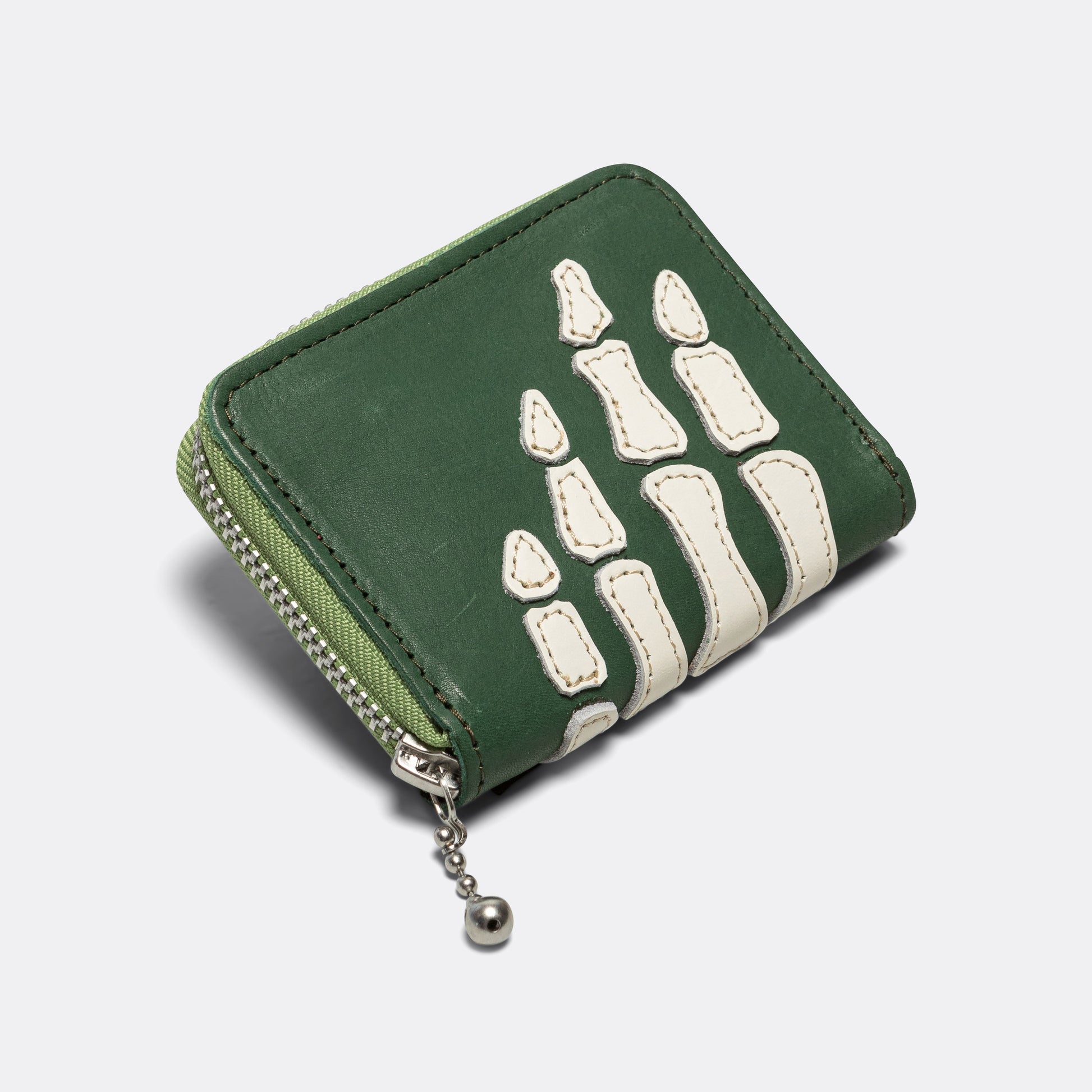 THUMBS-UP BONE HAND ZIP Mini Wallet - Green