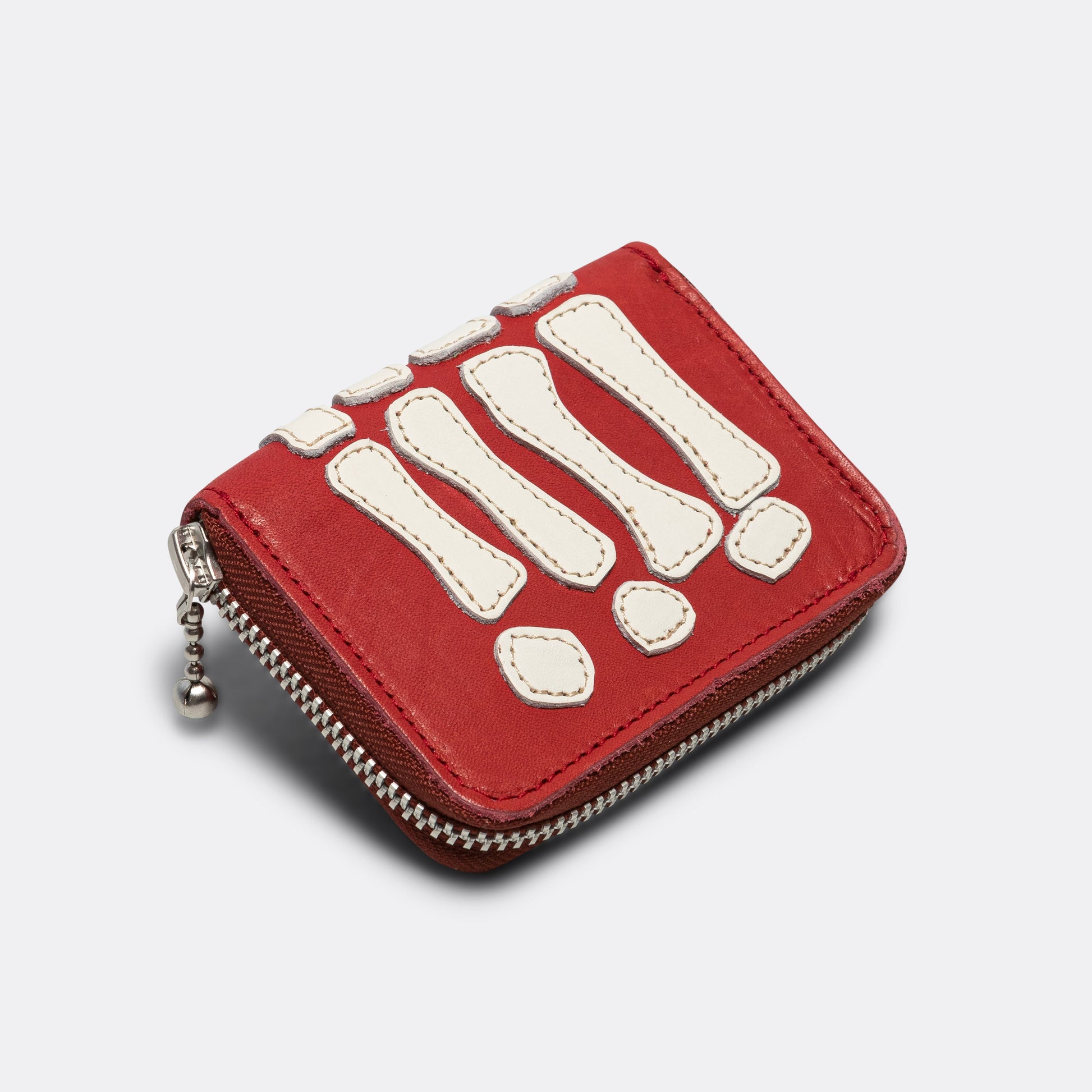 THUMBS-UP BONE HAND ZIP Mini Wallet - Red