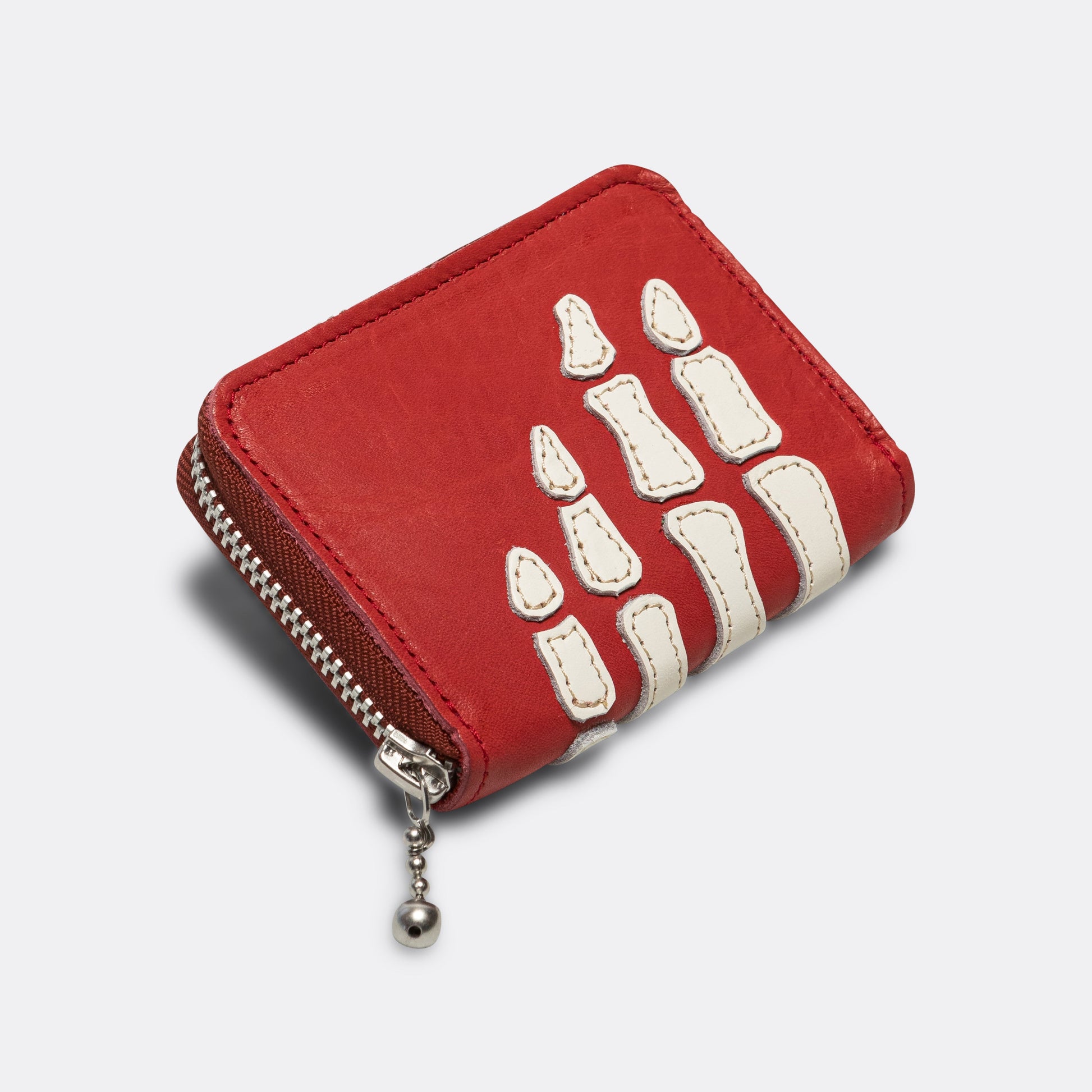 THUMBS-UP BONE HAND ZIP Mini Wallet - Red