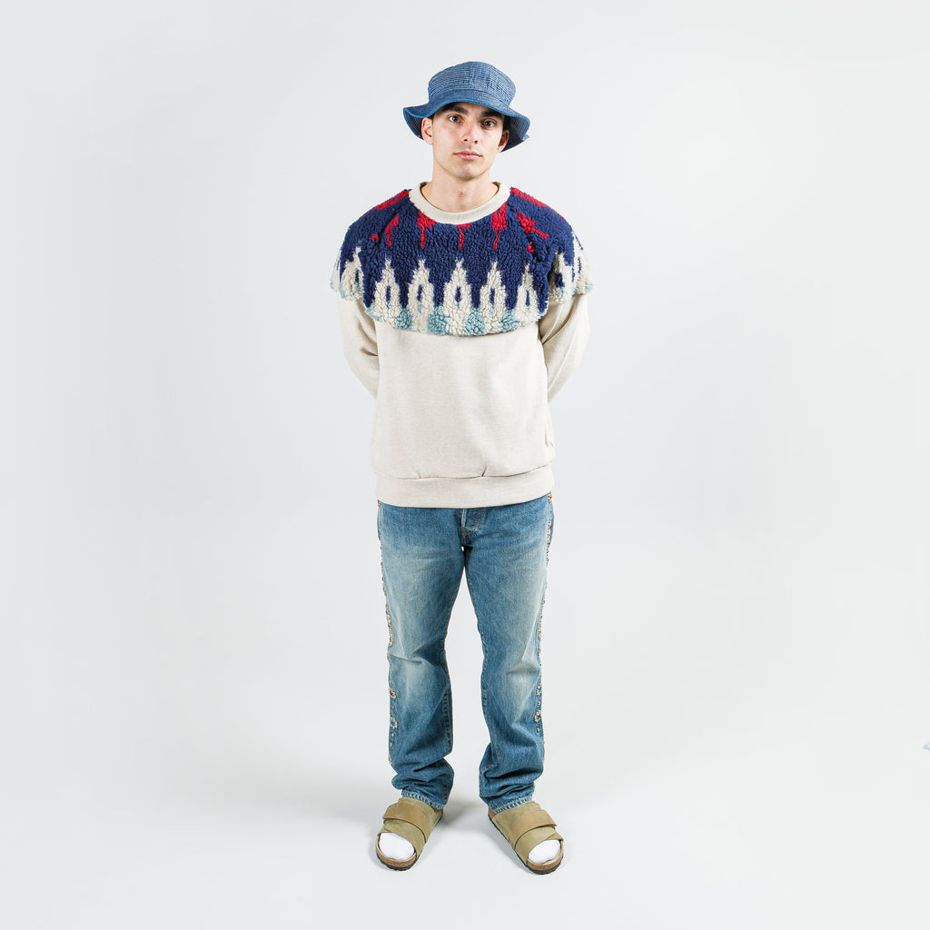 TOP Fleece Knit x BOA Fleece NORDIC SWT - Navy/Red
