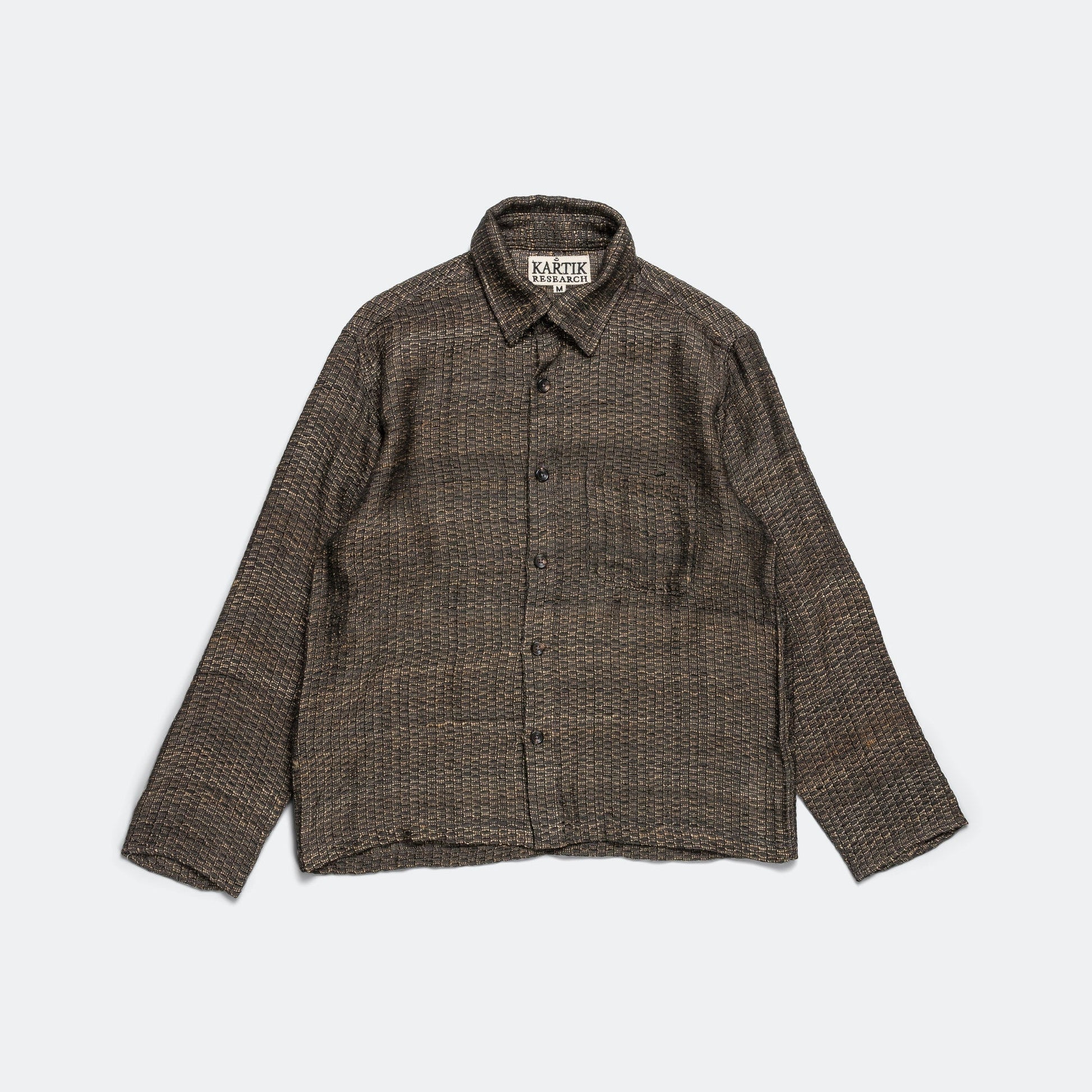 Box Shirt Zari Thread Weave - Charcoal/Gold Medium