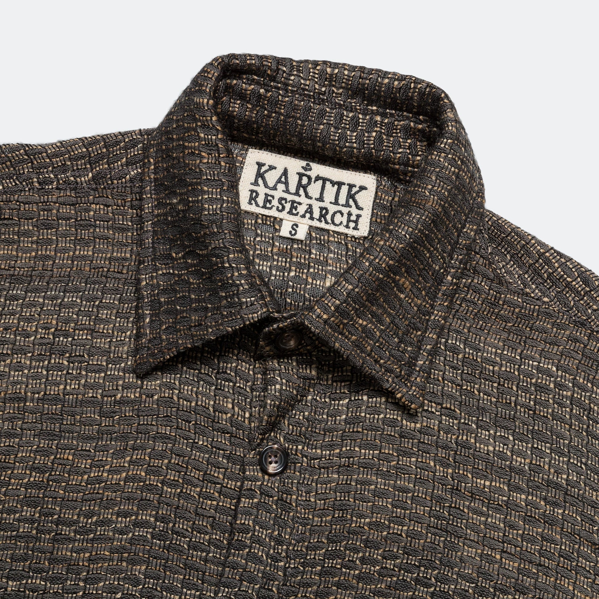 Box Shirt Zari Thread Weave - Charcoal/Gold Small