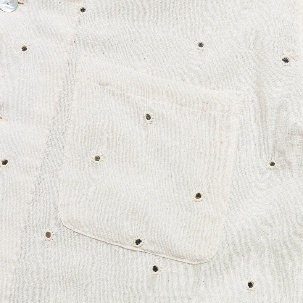 Camp Shirt Mirror Embroidery - Ecru/Mirrors