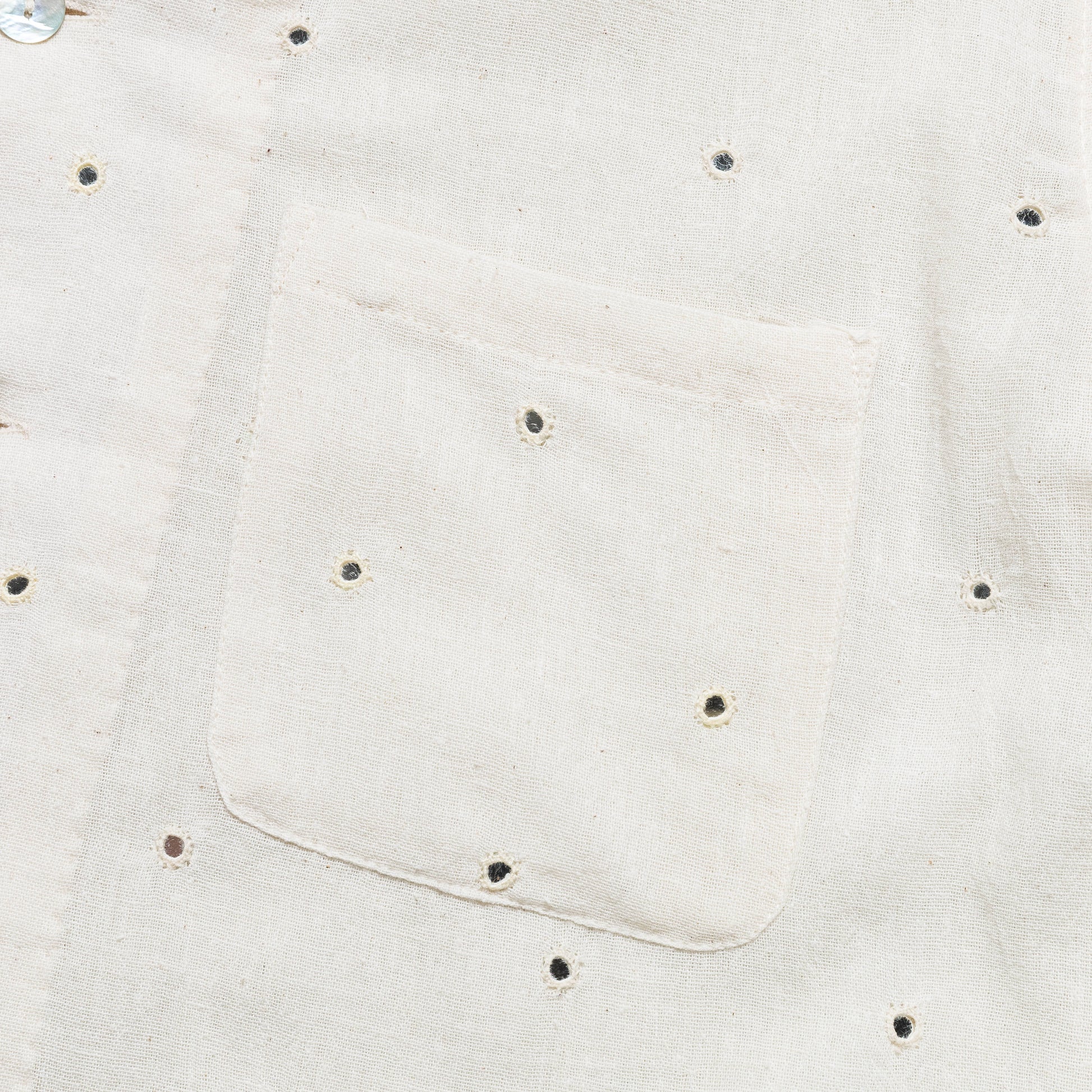 Camp Shirt Mirror Embroidery - Ecru/Mirrors