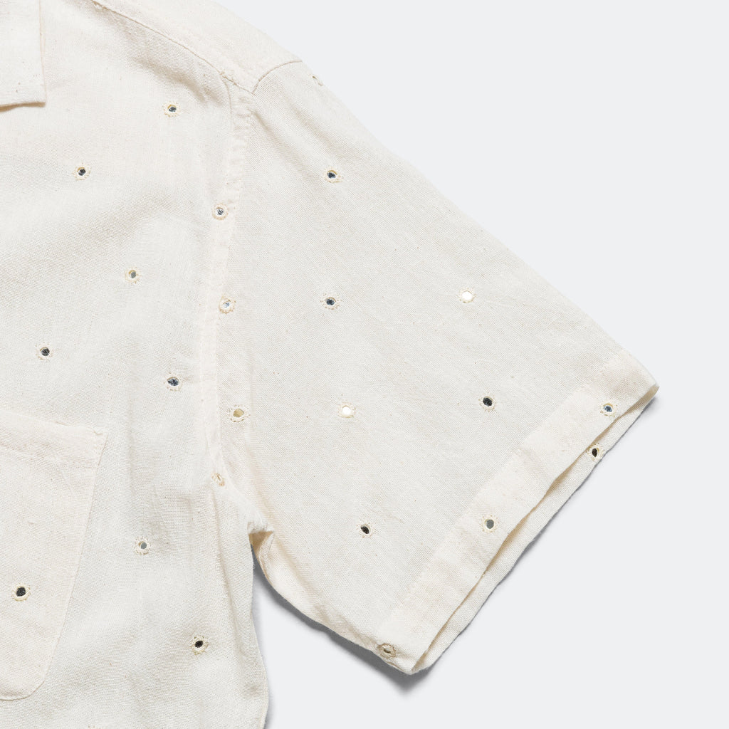 Camp Shirt Mirror Embroidery - Ecru/Mirrors