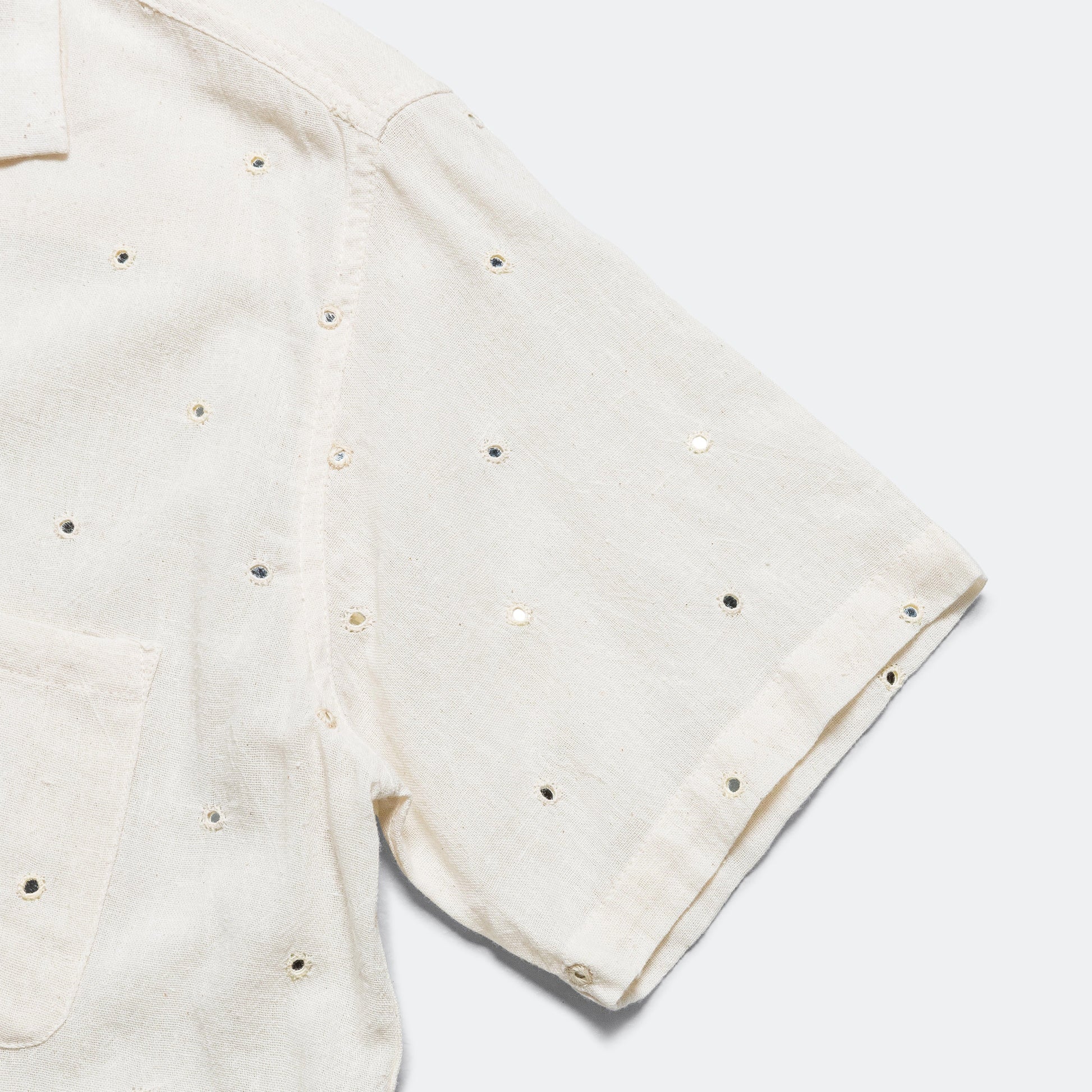 Camp Shirt Mirror Embroidery - Ecru/Mirrors