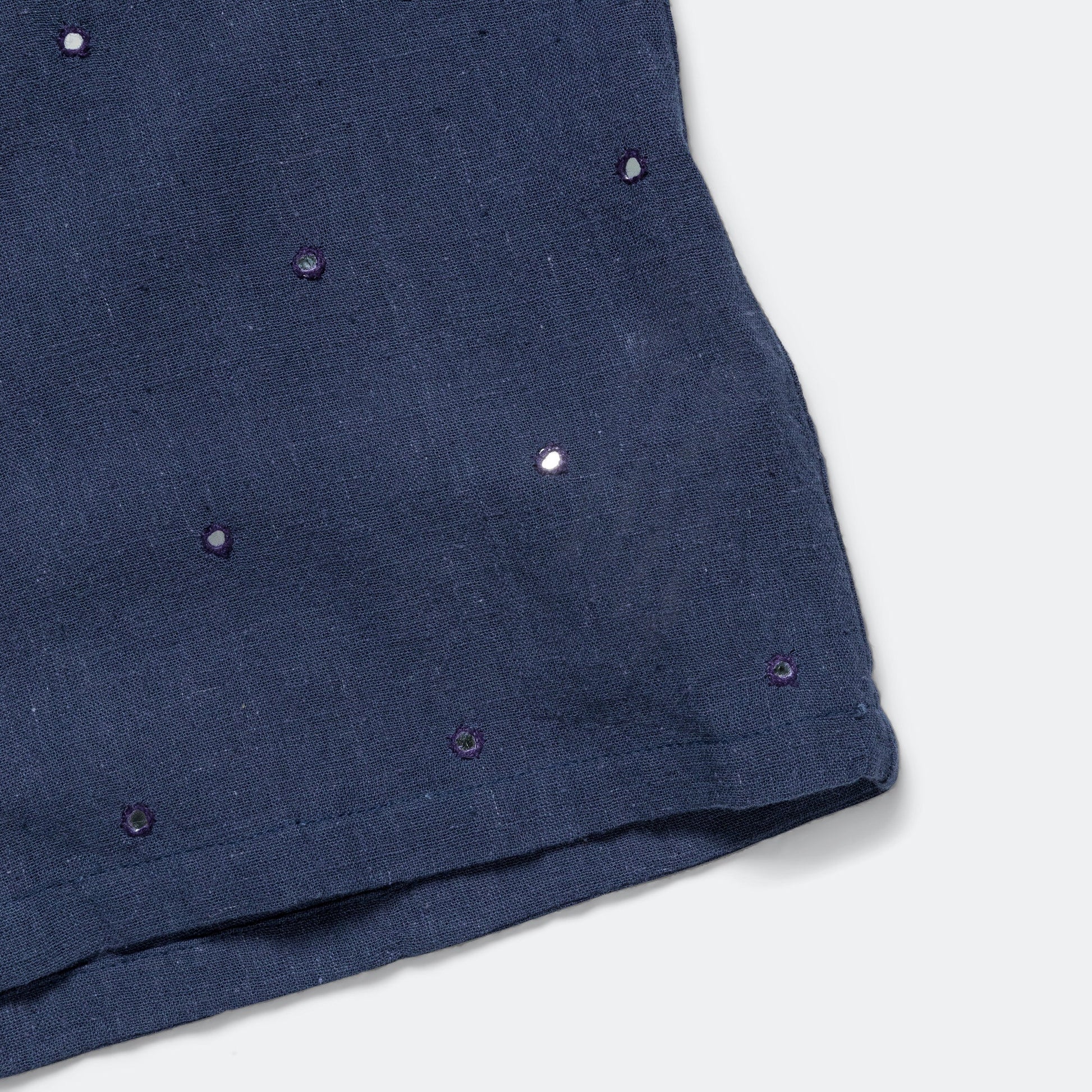 Camp Shirt Mirror Hand Embroidery - Navy