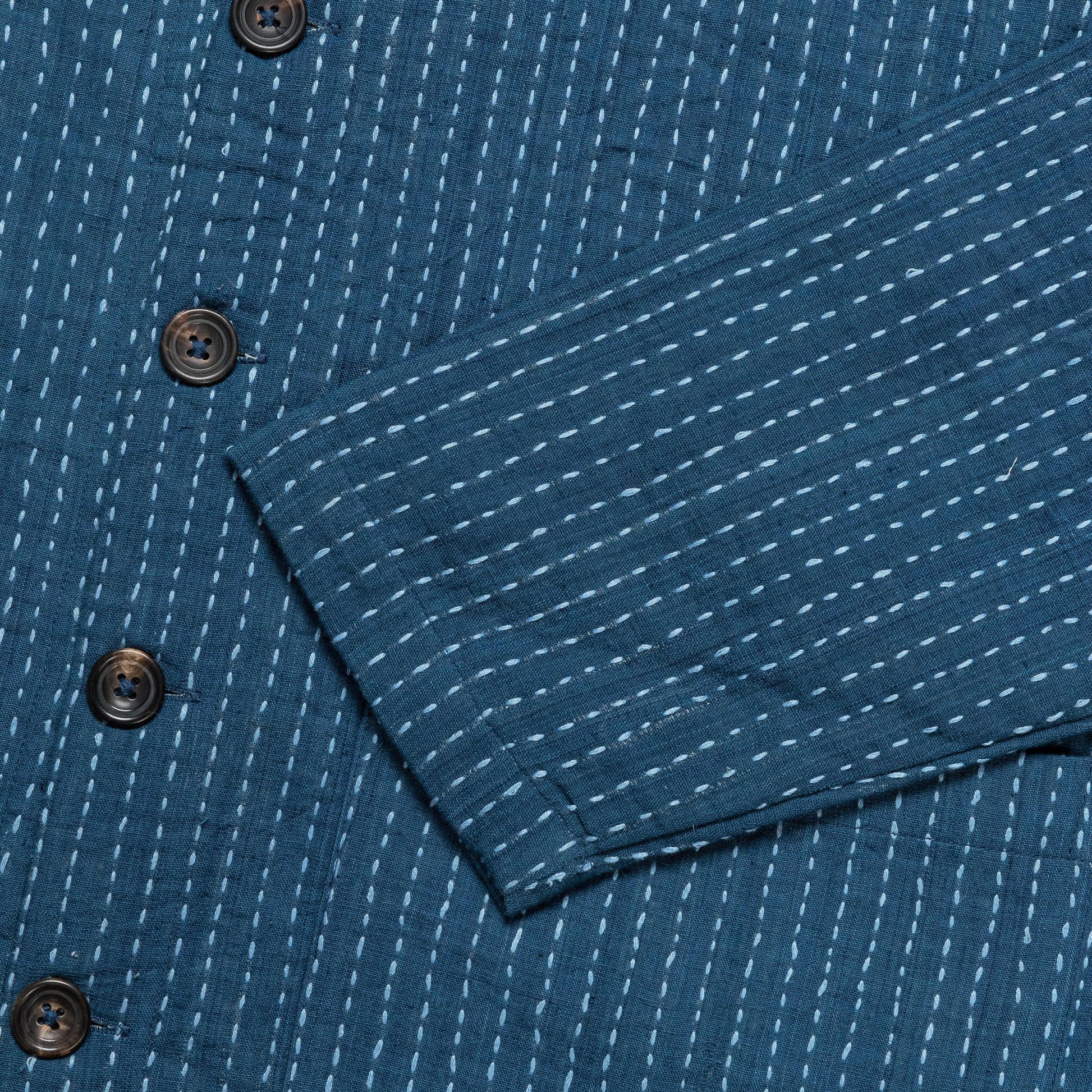 Cropped Jacket Kantha Embroidery - Indigo/Sky