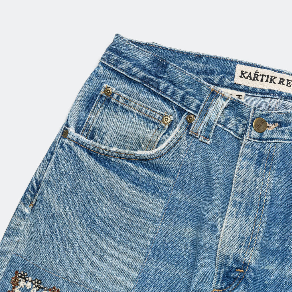 Double Knee Pant - Blue/Gold - 32'