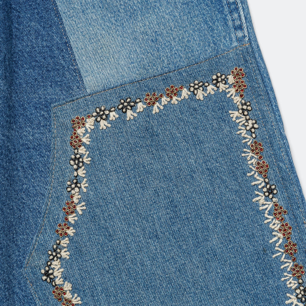 Double Knee Pant - Blue/Gold - 34'