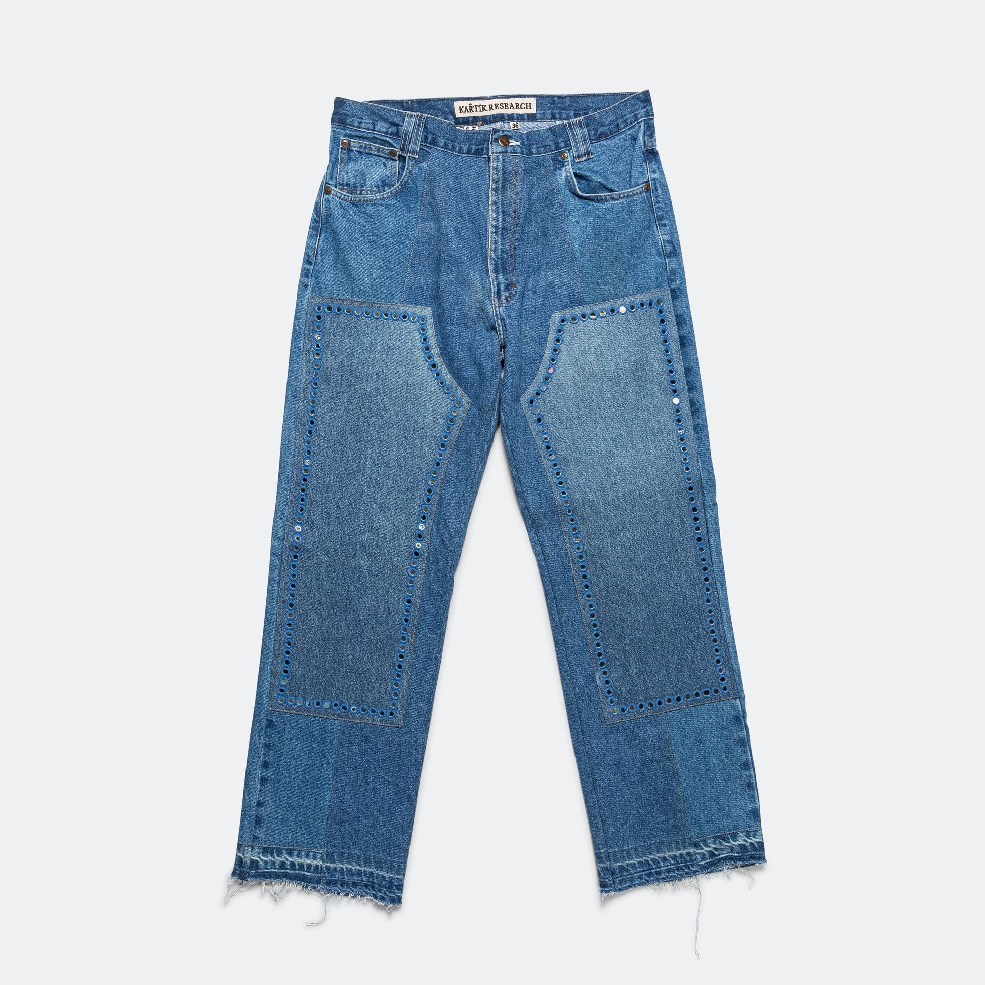 Double Knee Upcycled Denim - Indigo 36'