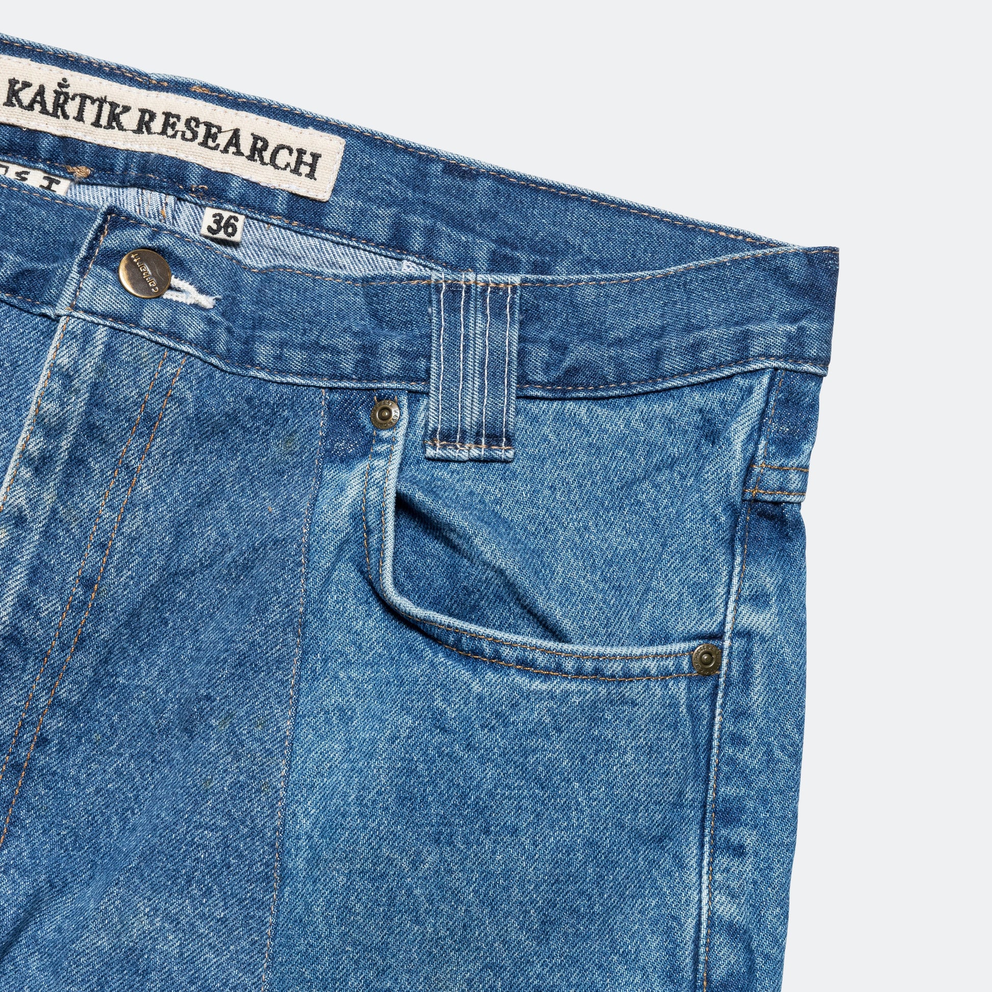 Double Knee Upcycled Denim - Indigo 36'