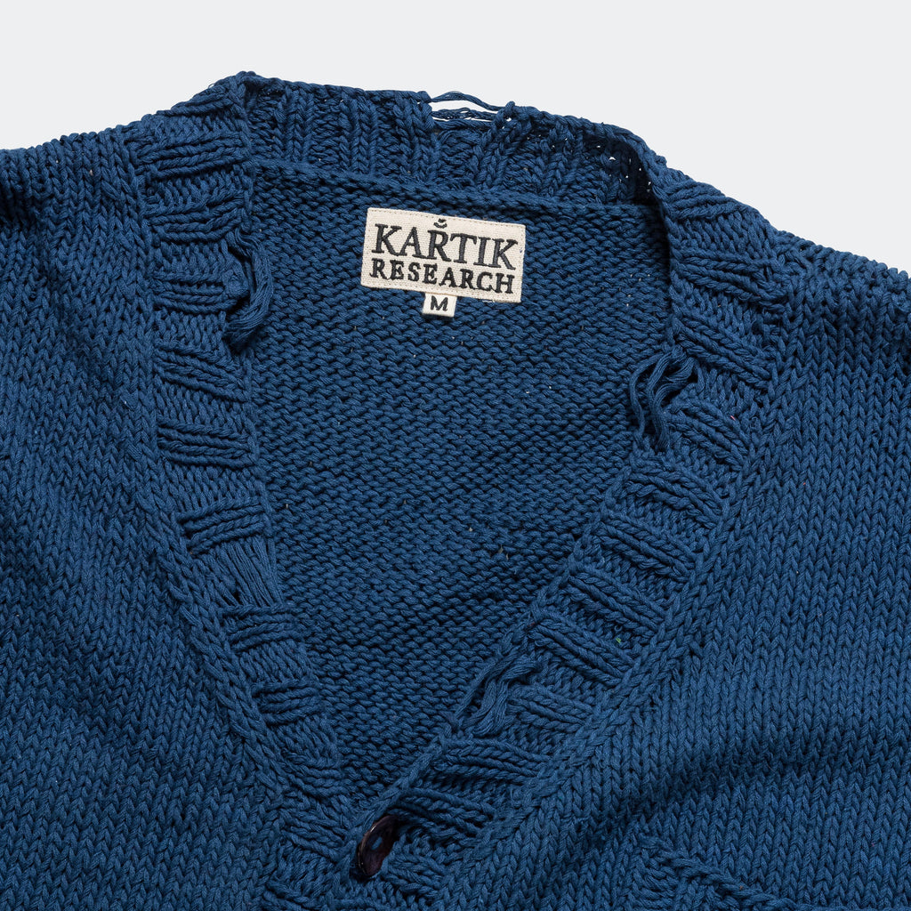 Intarsia Cardigan Naturally Dyed - Indigo