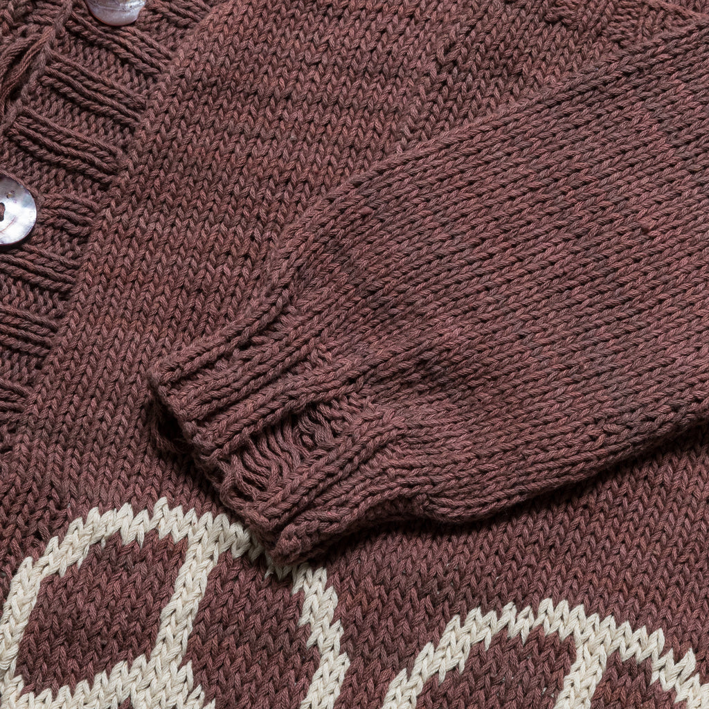 Peace Intarsia Cardigan Naturally Dyed - Lavendar/White