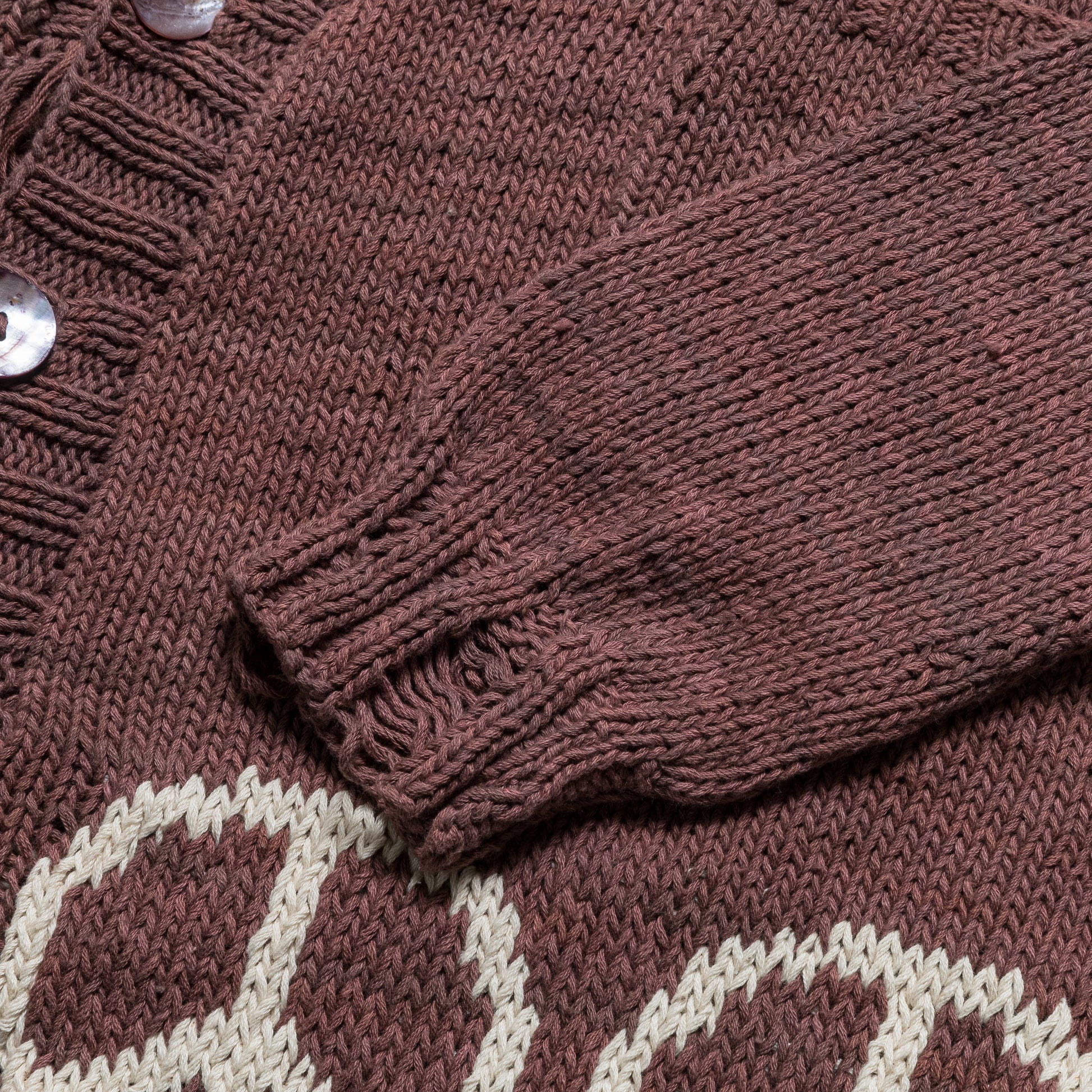 Peace Intarsia Cardigan Naturally Dyed - Lavendar/White