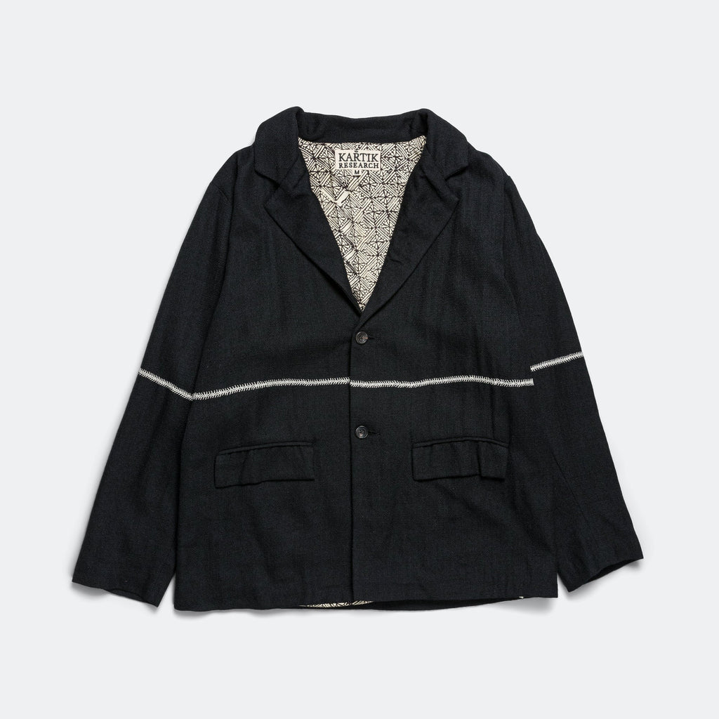 Two Button Blazer - Black/Bone