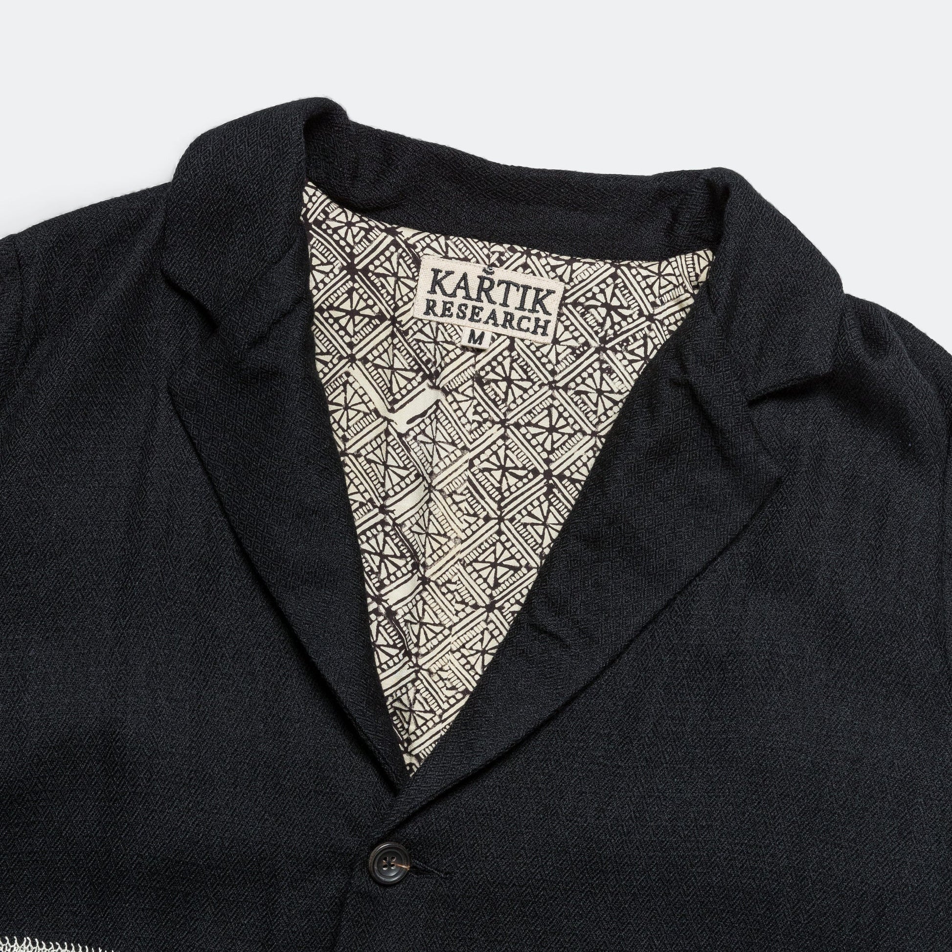 Two Button Blazer - Black/Bone