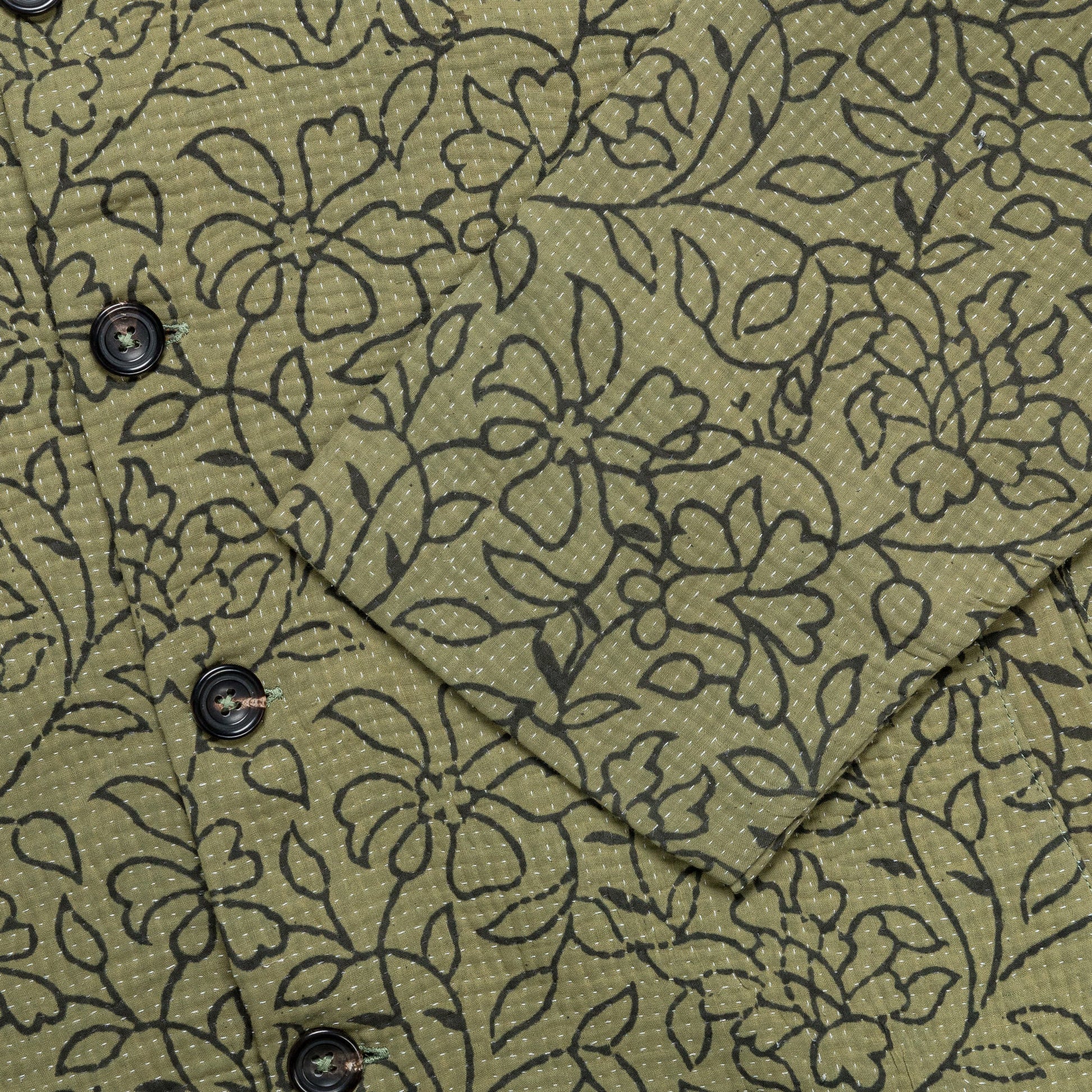 Vintage Kantha Jacket - Olive/Black X-Large