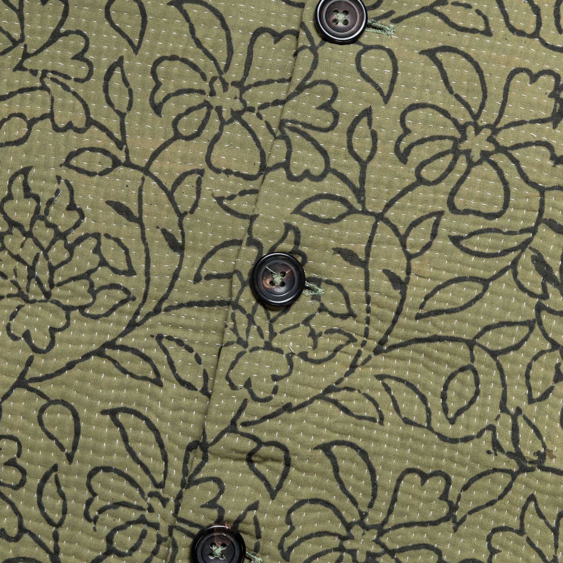 Vintage Kantha Jacket - Olive/Black X-Large