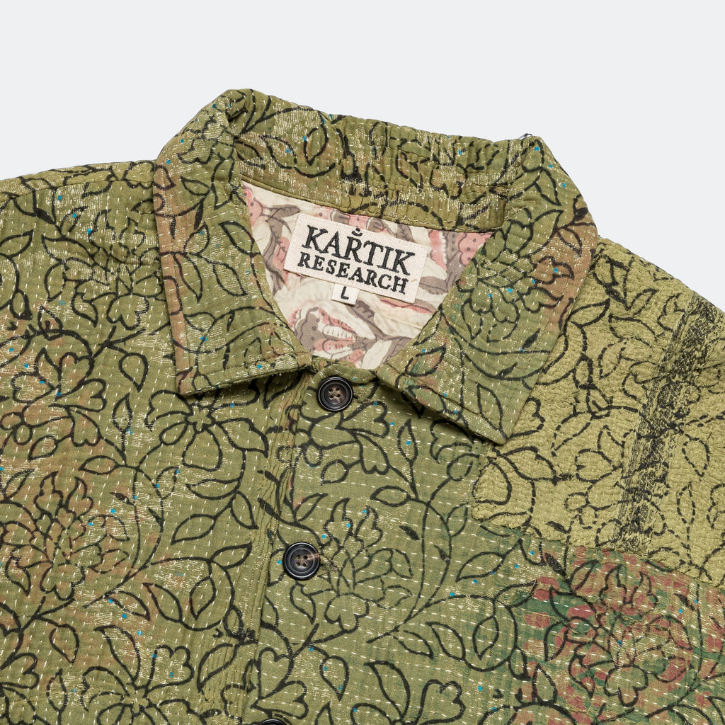 Vintage Kantha Jacket - Olive/Black Large