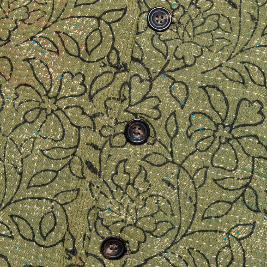 Vintage Kantha Jacket - Olive/Black Large