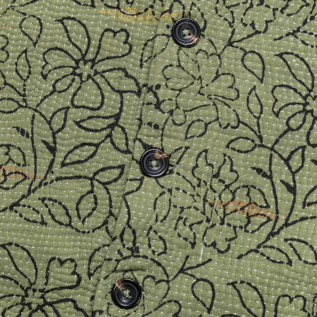 Vintage Kantha Jacket - Olive/Black Medium