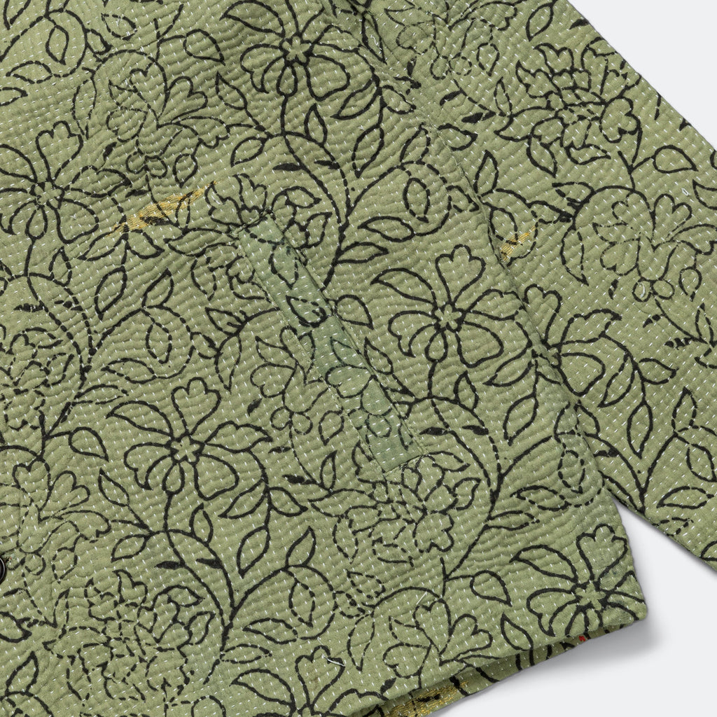 Vintage Kantha Jacket - Olive/Black Medium